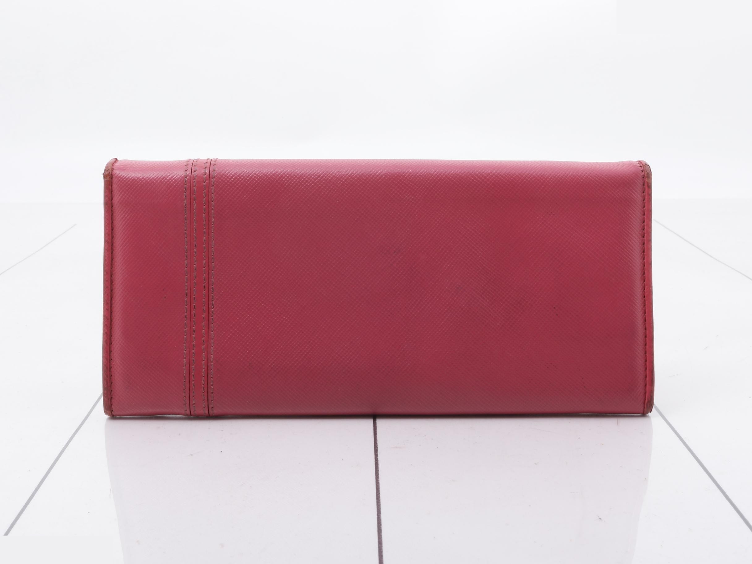 Saffiano logo bi-fold long wallet, pink — view 2