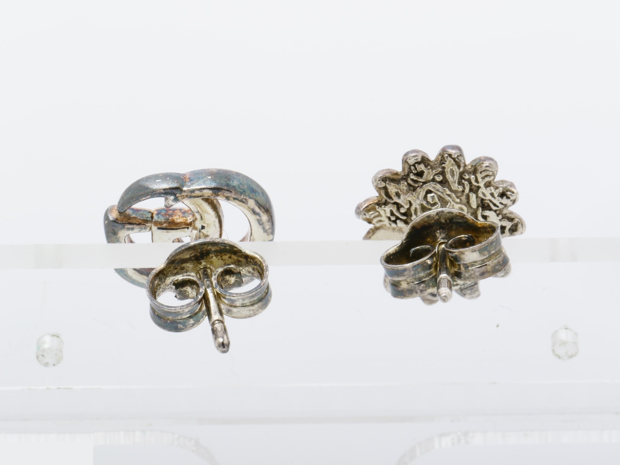 Sterling Silver 925 Double G Flower Earrings, 1.8g, 1561FI, 1879AR — view 4
