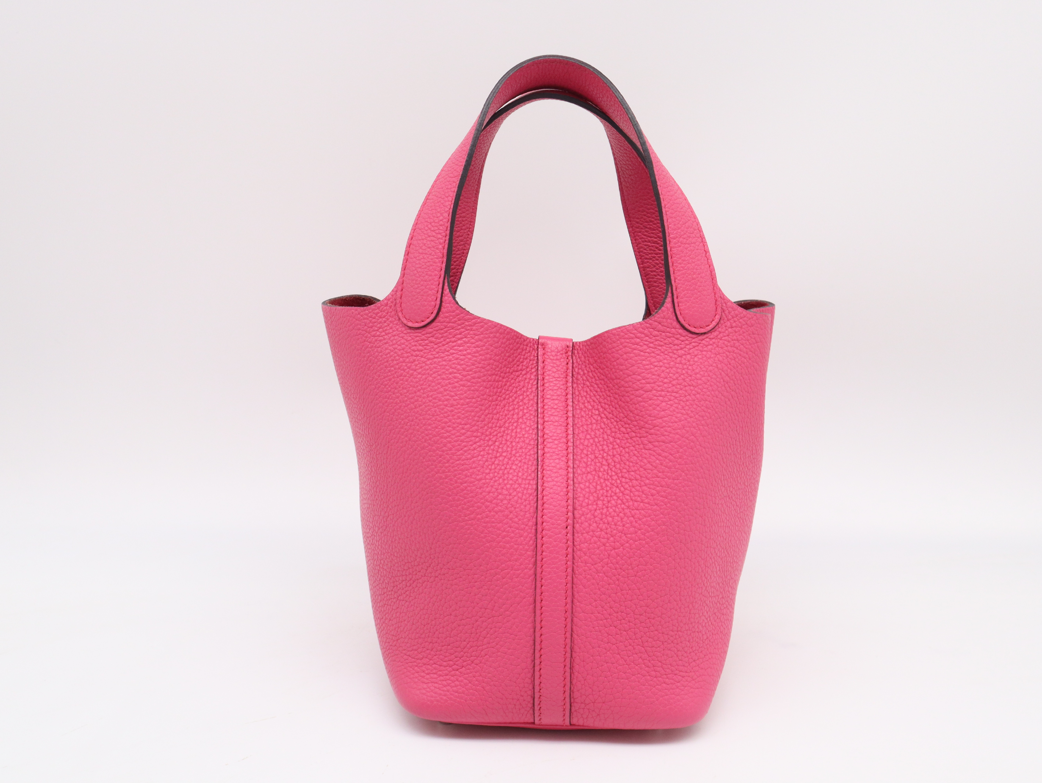 Picotin Lock PM Handbag, U stamp, 2022 model, Taurillon leather, silver hardware, Magnolia color, includes box, dust bag, padlock, and 2 keys. — view 2