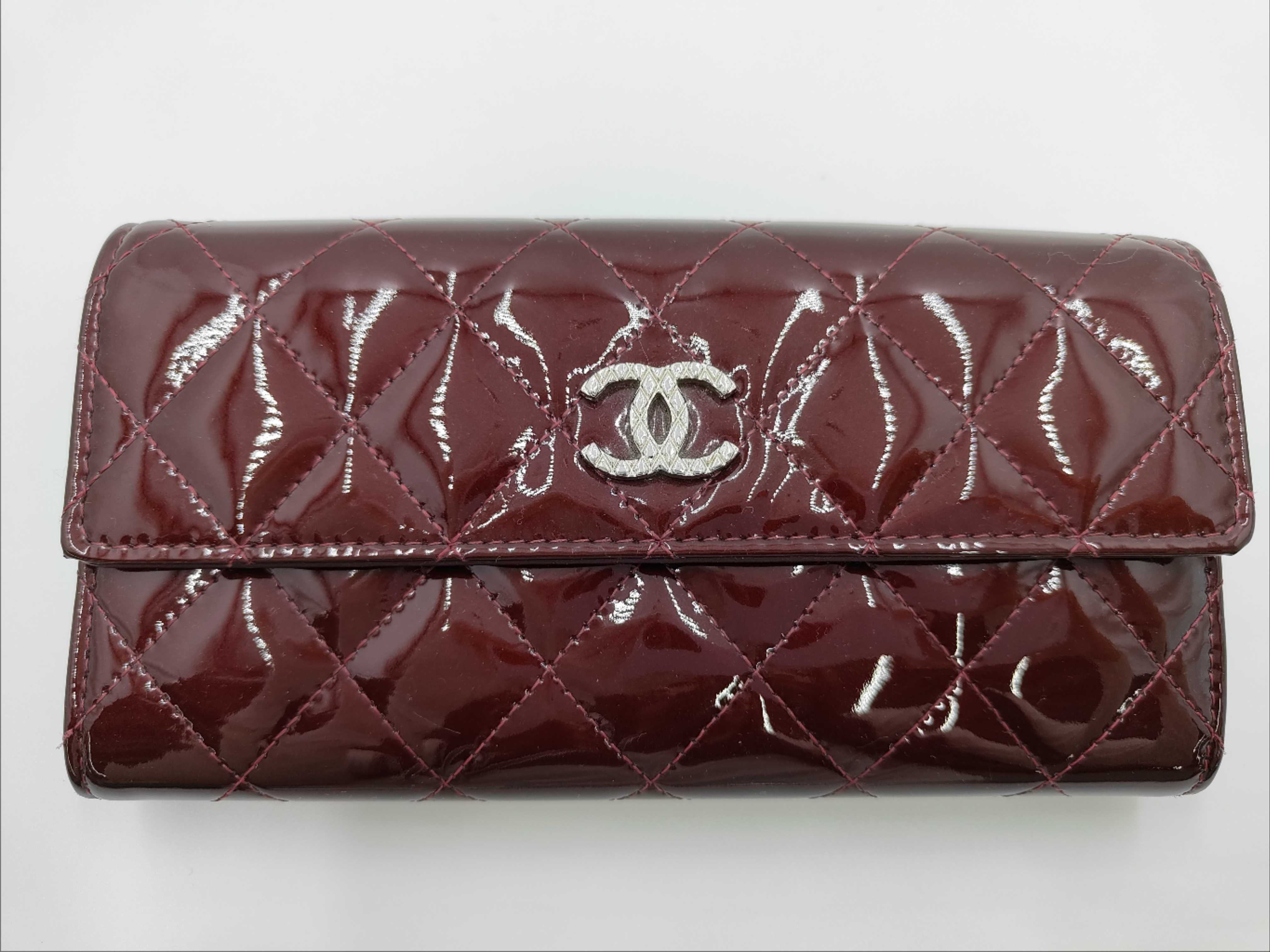 Matelassé Long Wallet, Enamel, Red