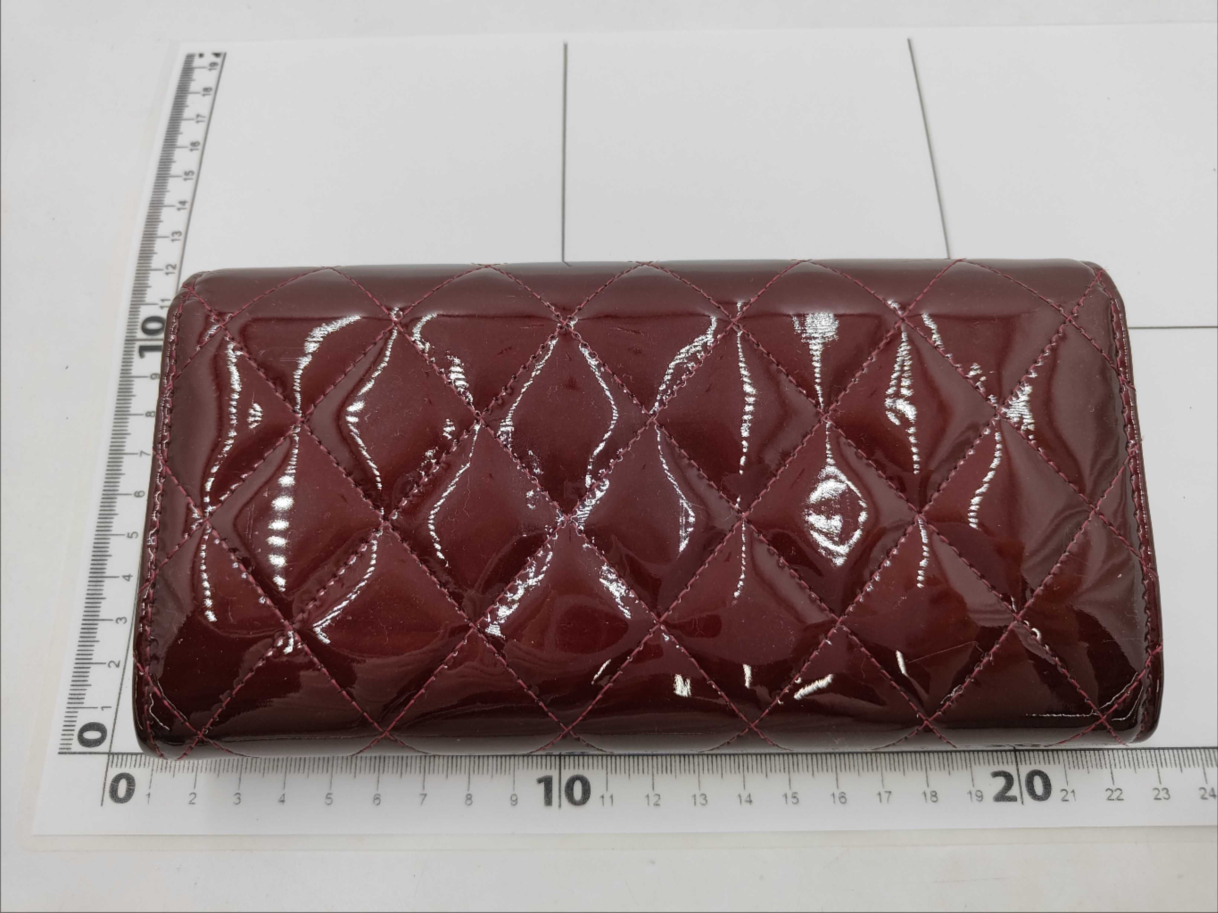Matelassé Long Wallet, Enamel, Red — view 2