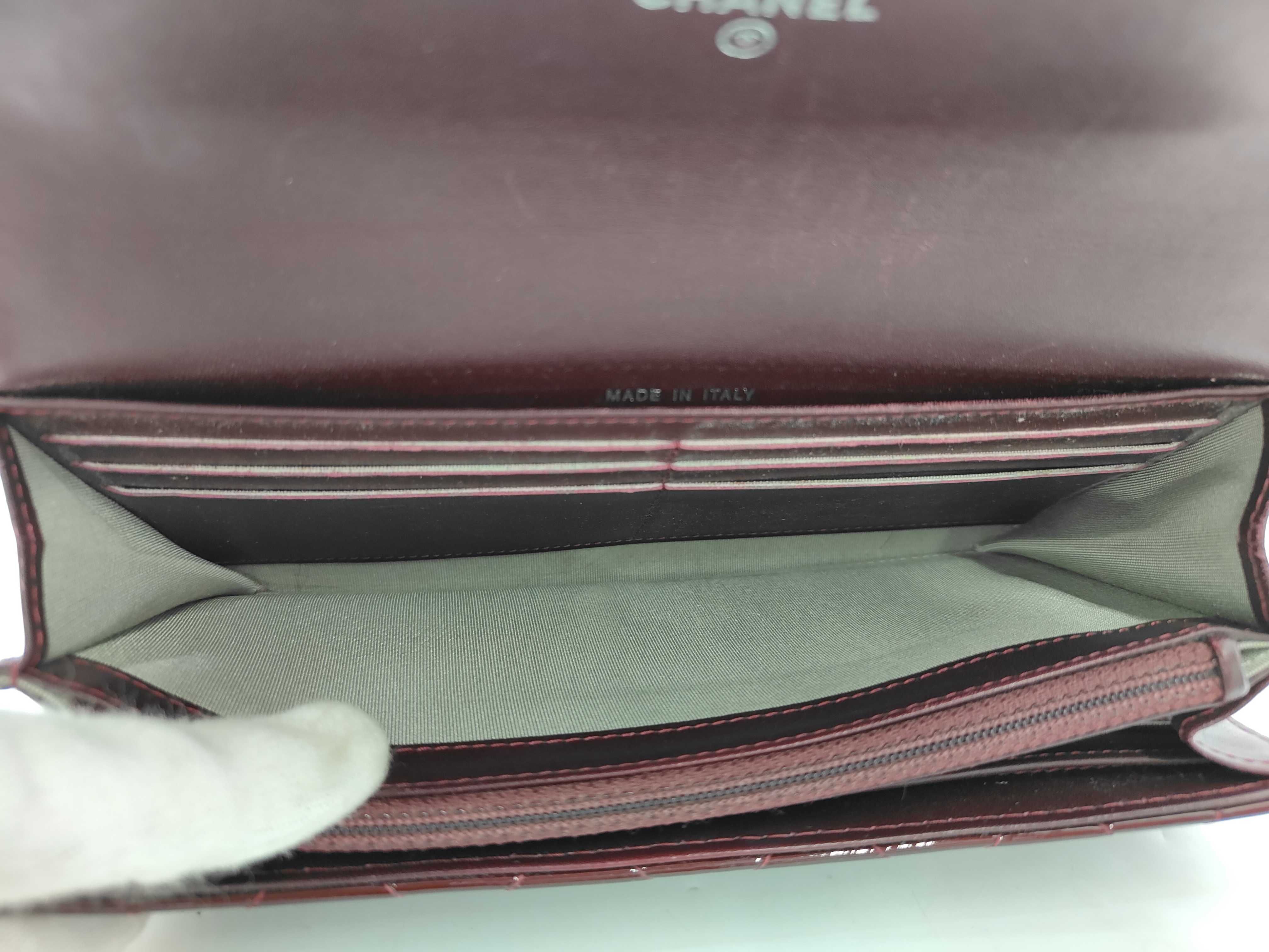 Matelassé Long Wallet, Enamel, Red — view 11