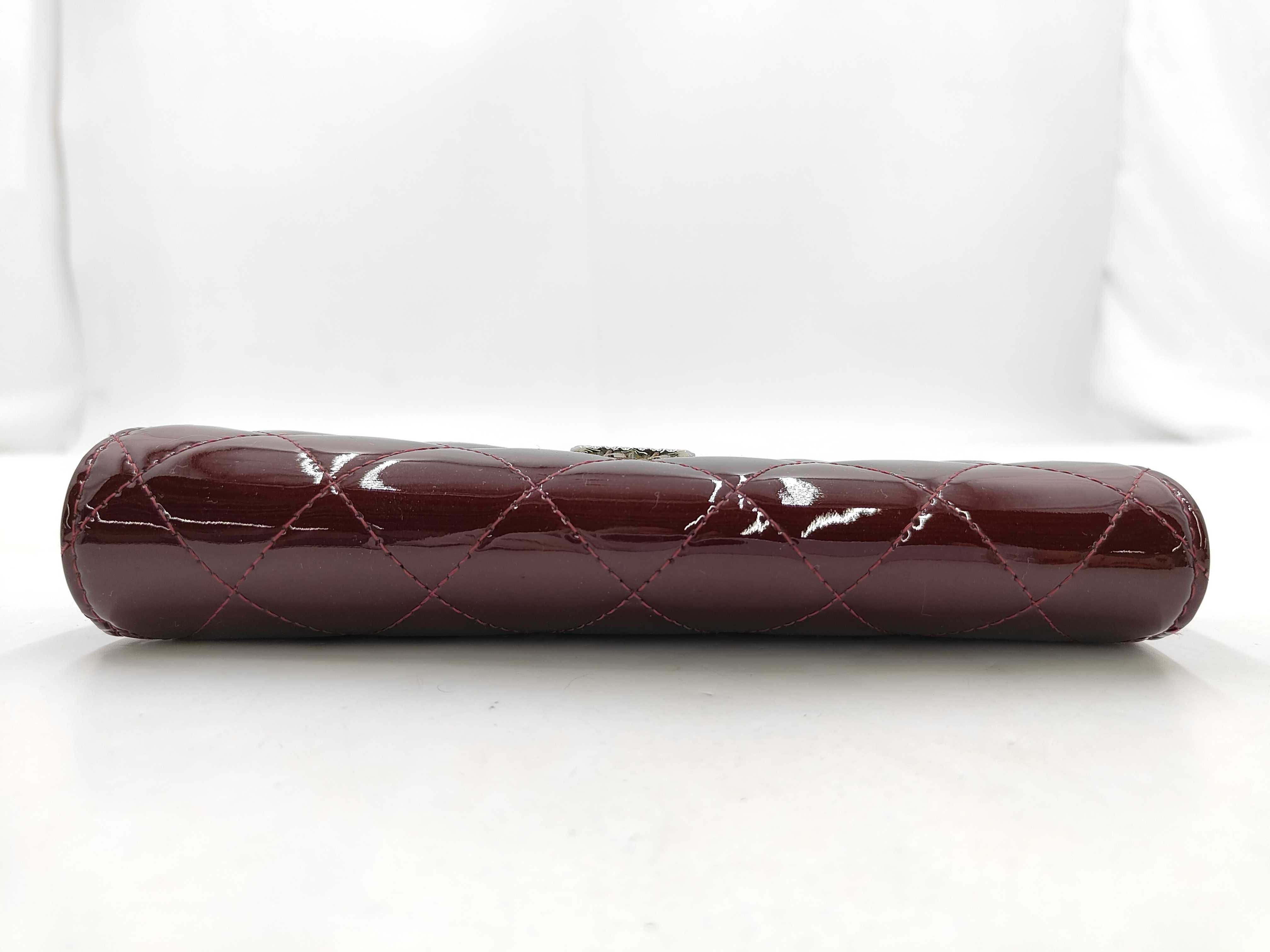 Matelassé Long Wallet, Enamel, Red — view 5