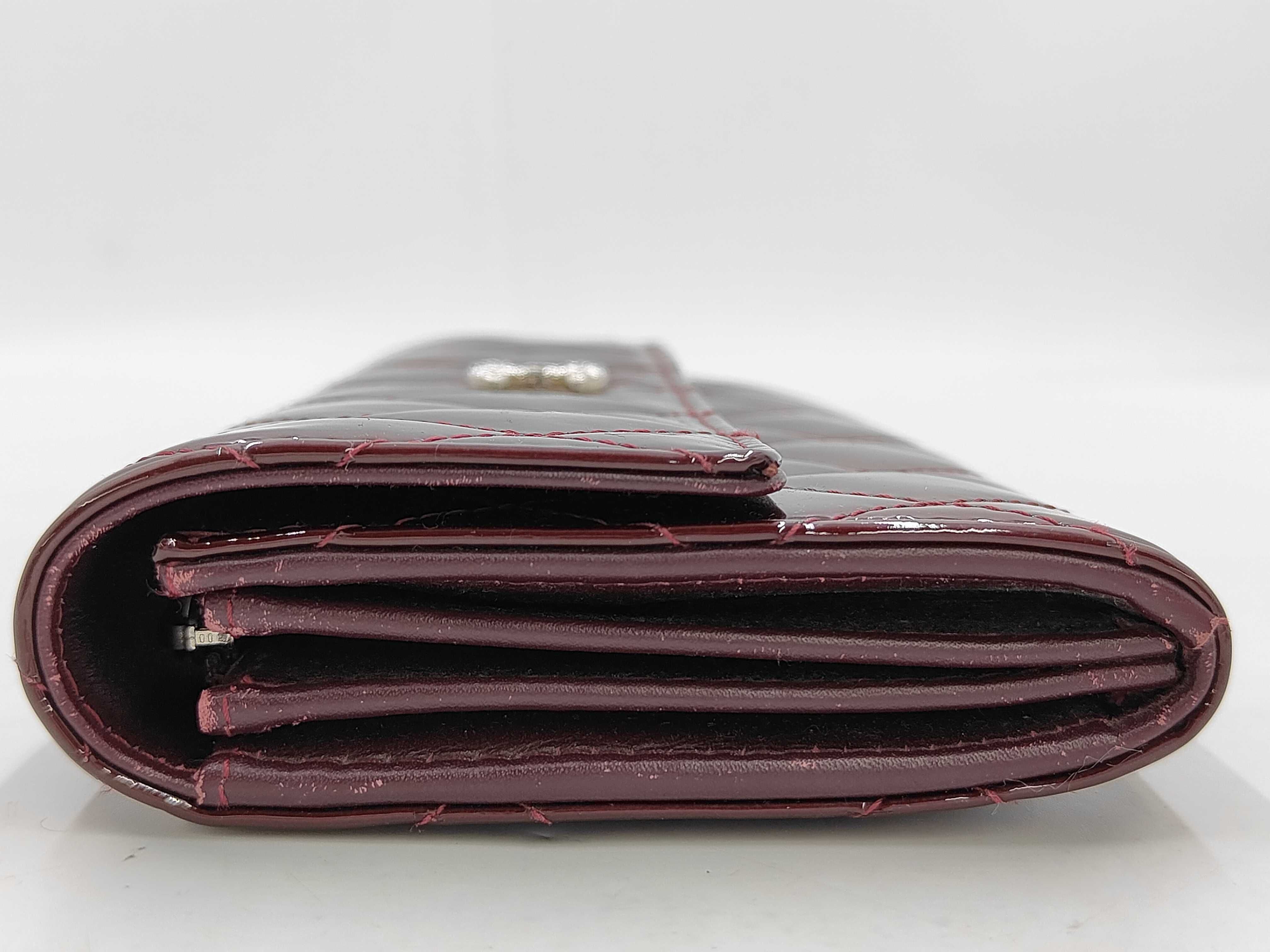 Matelassé Long Wallet, Enamel, Red — view 6