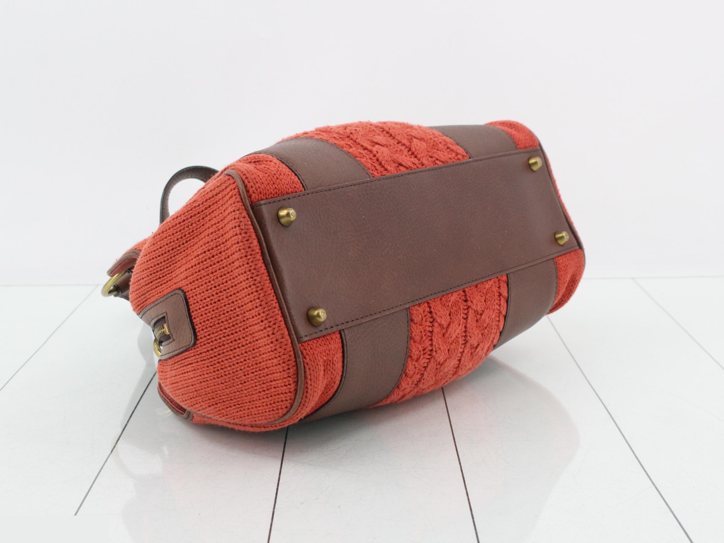 Cotton and leather combination handbag — view 5
