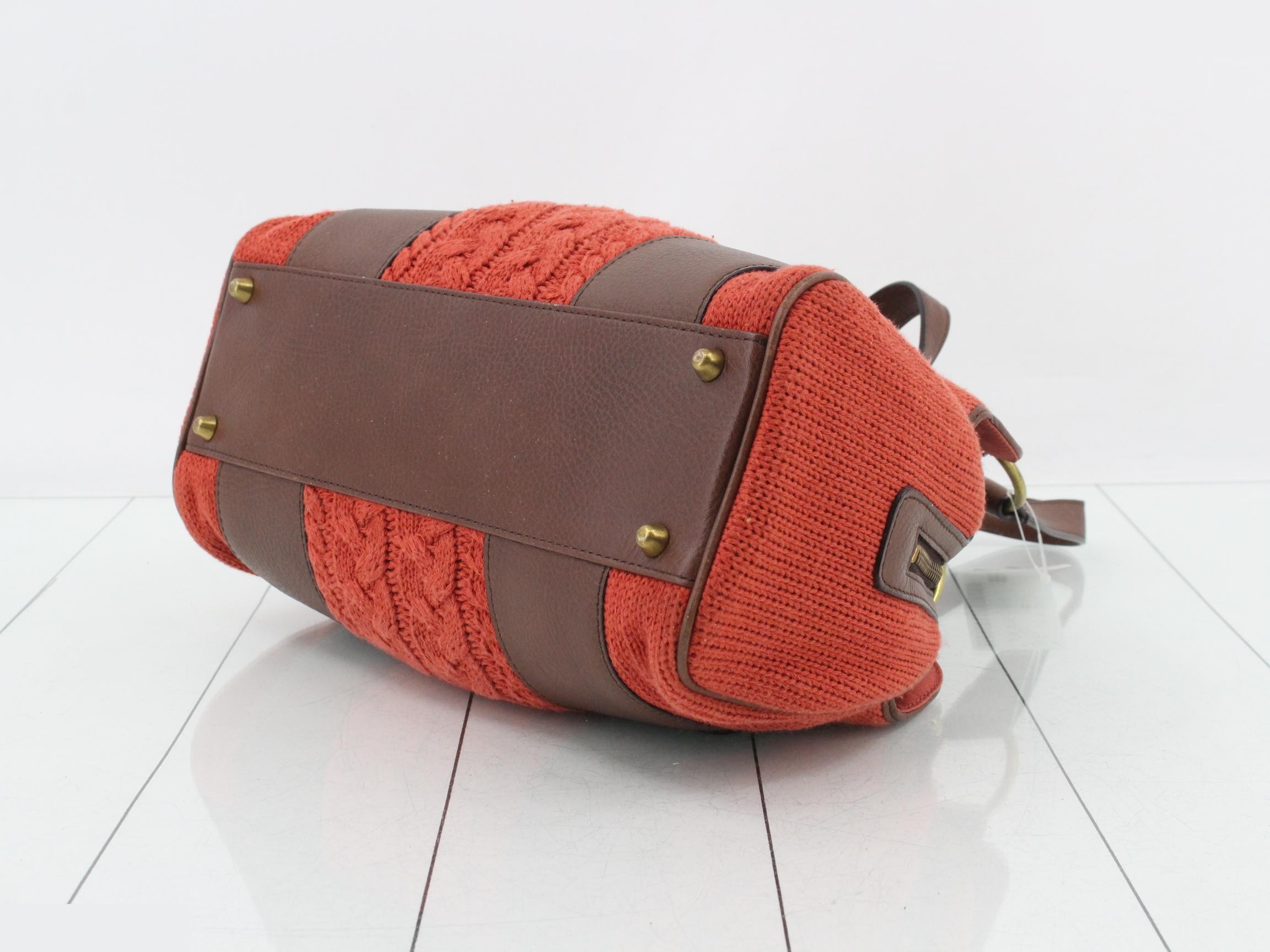 Cotton and leather combination handbag — view 6