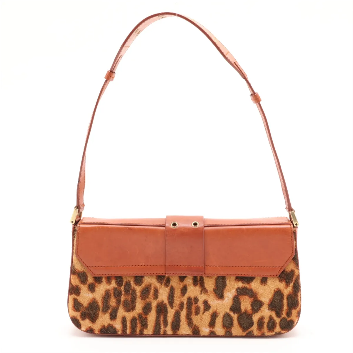 Street Chic Calf Hair x Leather Shoulder Bag, Brown (Outlet) — view 2