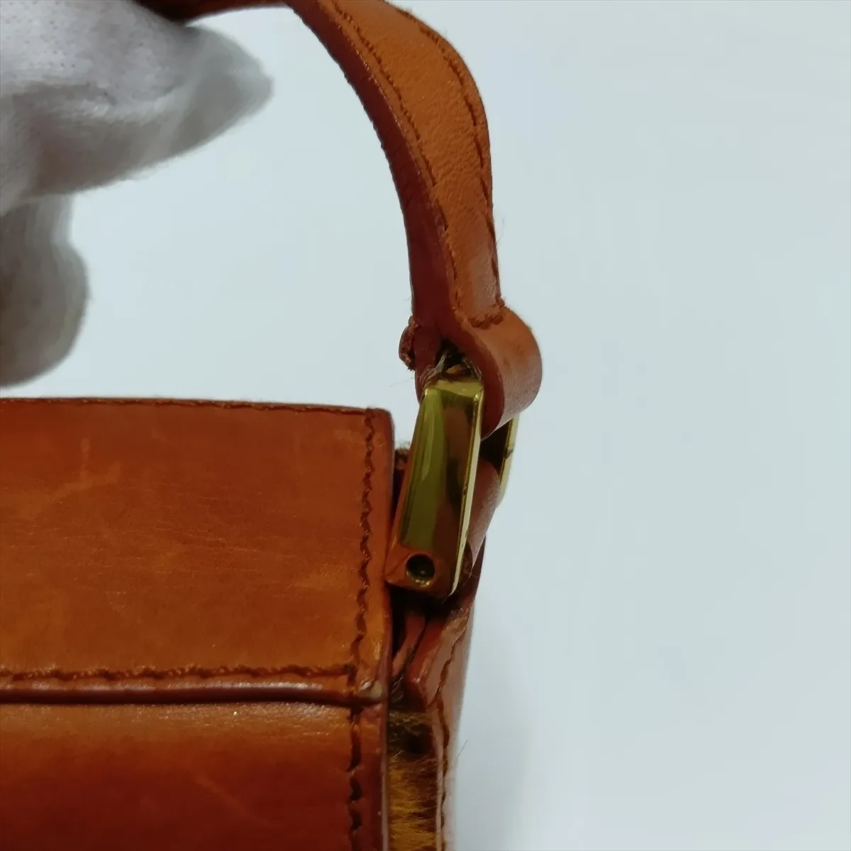 Street Chic Calf Hair x Leather Shoulder Bag, Brown (Outlet) — view 12
