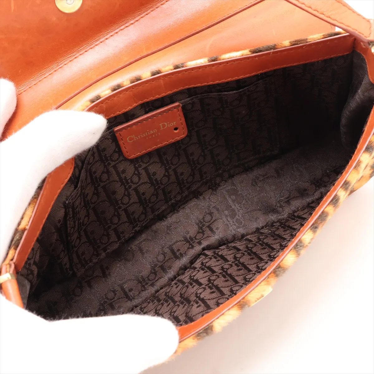 Street Chic Calf Hair x Leather Shoulder Bag, Brown (Outlet) — view 6