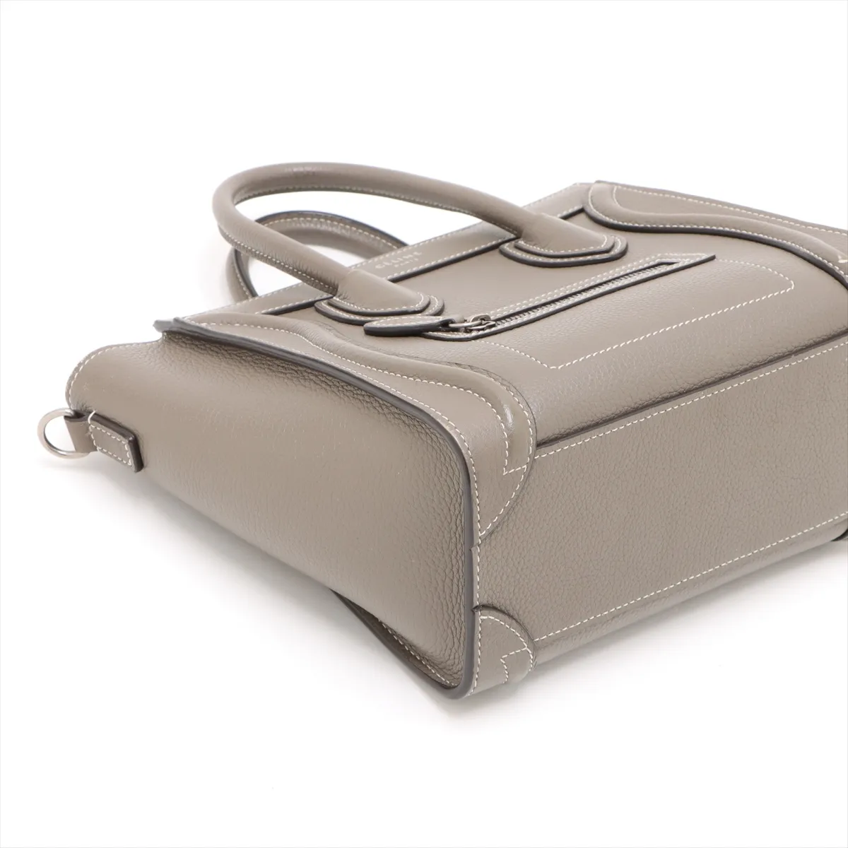 Luggage Nano Shopper Leather 2-Way Handbag, Greige — view 4