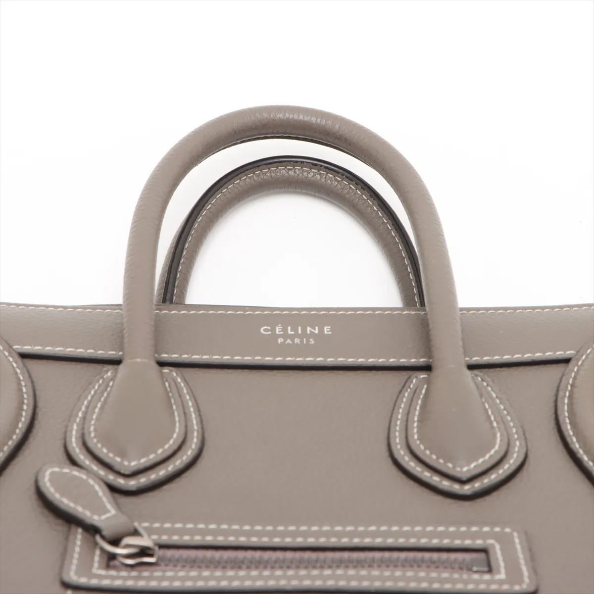 Luggage Nano Shopper Leather 2-Way Handbag, Greige — view 6