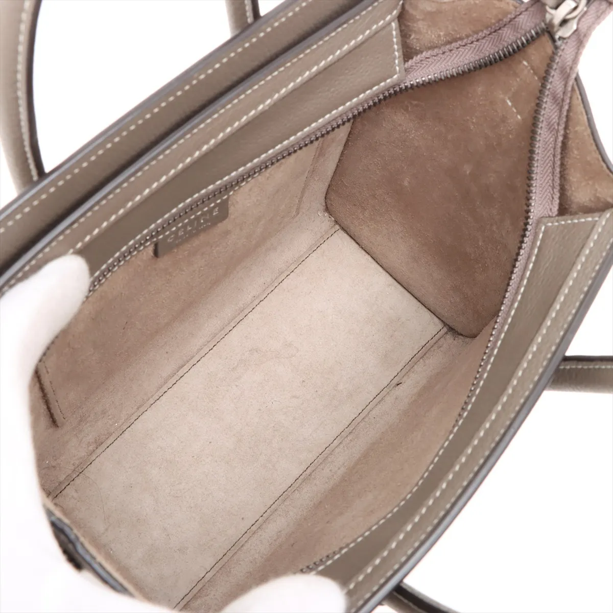 Luggage Nano Shopper Leather 2-Way Handbag, Greige — view 8