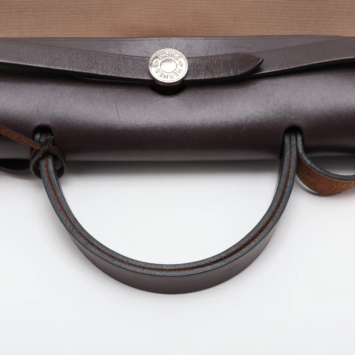 Herbag Zip PM Toile Officier x Vache Hunter Brown Silver Hardware T:2015 — view 5