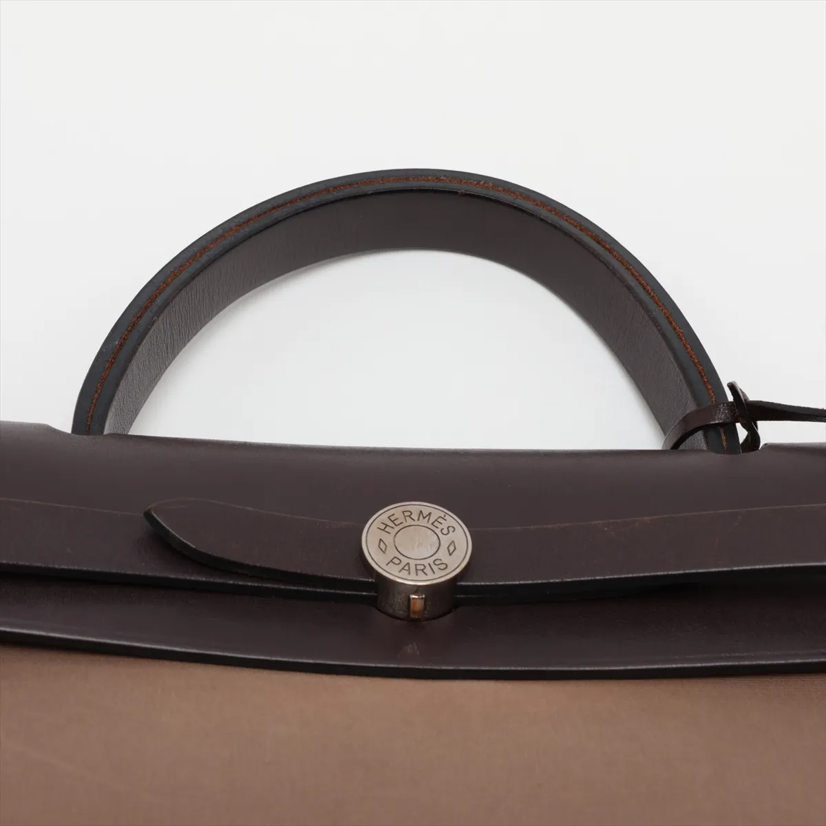 Herbag Zip PM Toile Officier x Vache Hunter Brown Silver Hardware T:2015 — view 6
