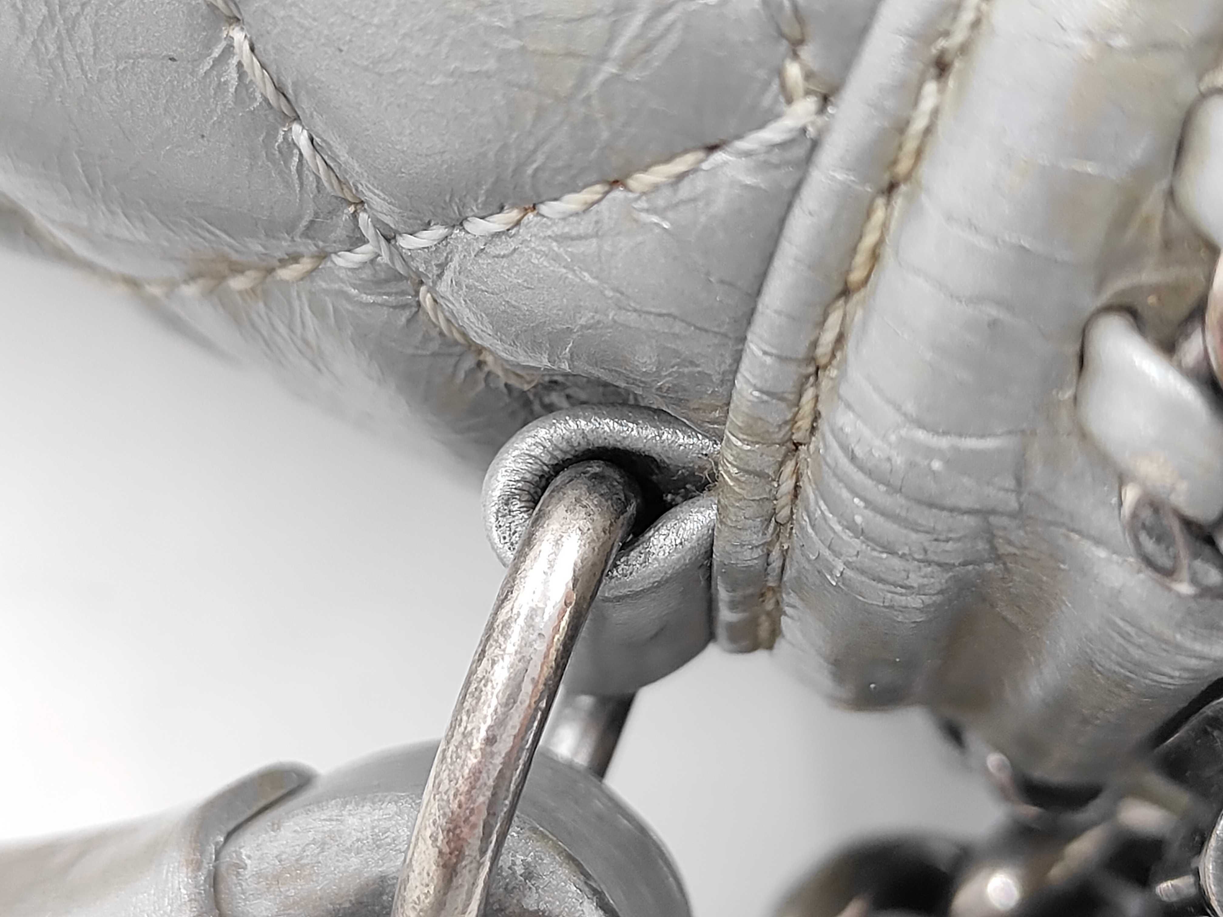 Boy Chanel Leather Chain Shoulder Bag, Metallic Silver — view 6