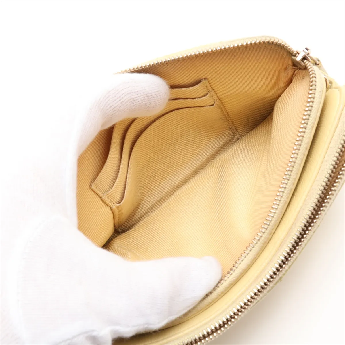 Matelassé Lambskin Chain Shoulder Bag, Yellow, Gold Hardware, 25351407, Serial Number 25 — view 8