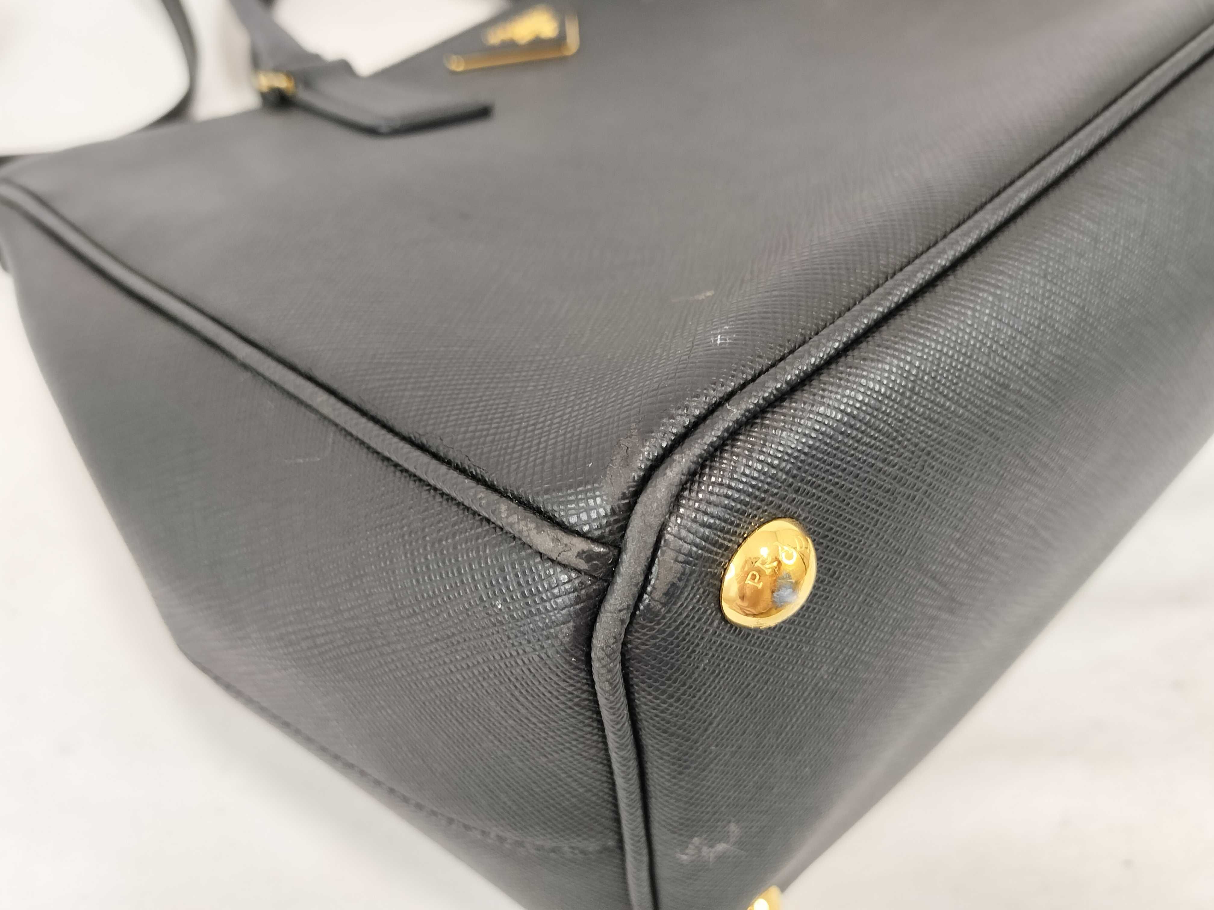 Saffiano Lux Galleria Leather 2-Way Handbag, Black, 1BA274 (Handbag) — view 7