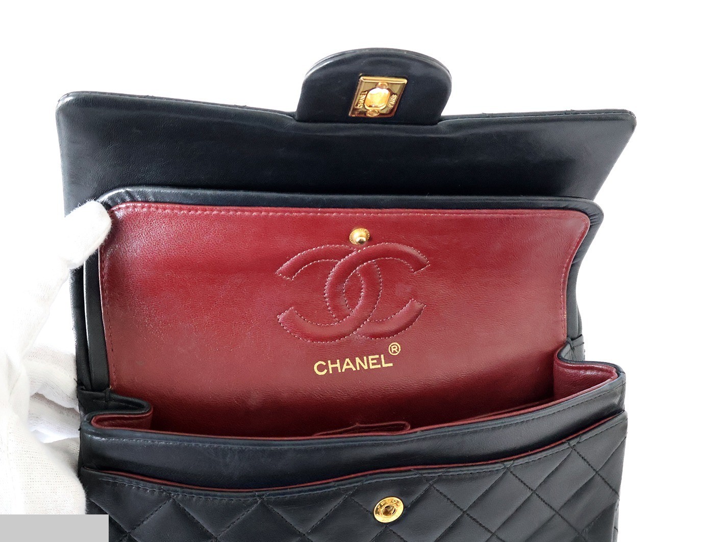 Matelassé 23 Lambskin Double Flap Double Chain Shoulder Bag, Black — view 11