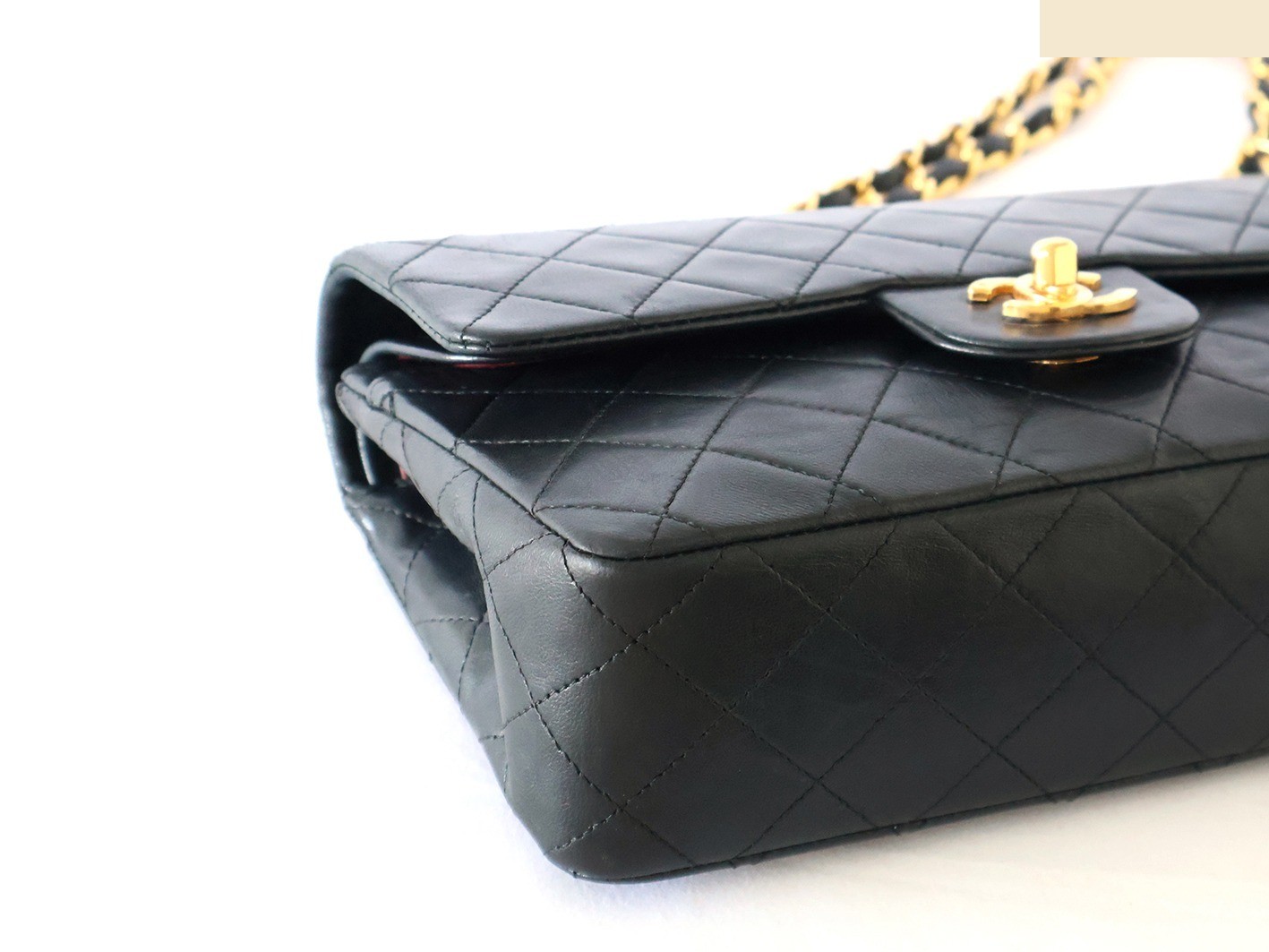 Matelassé 23 Lambskin Double Flap Double Chain Shoulder Bag, Black — view 3