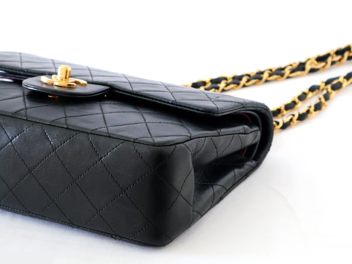 Matelassé 23 Lambskin Double Flap Double Chain Shoulder Bag, Black — view 4