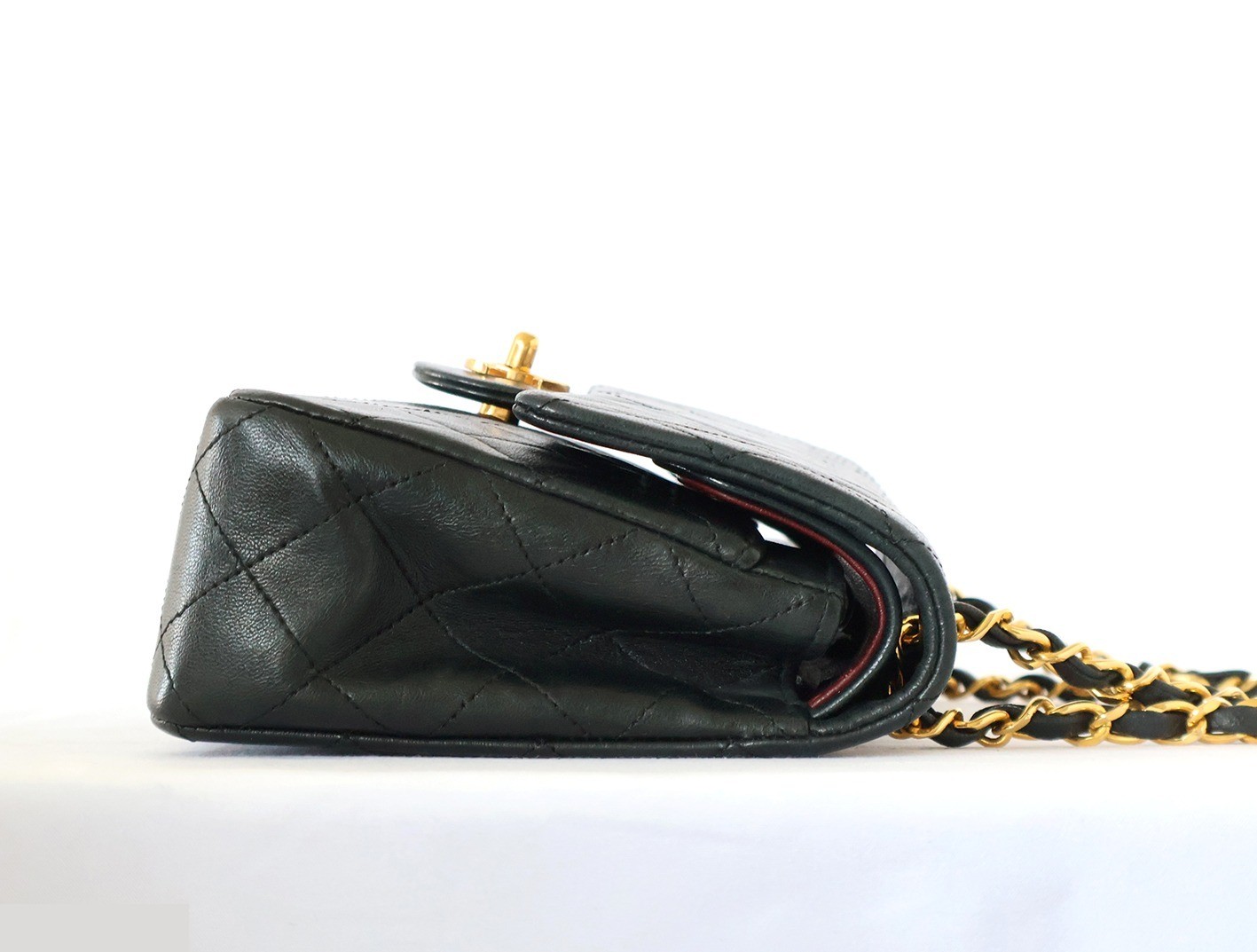 Matelassé 23 Lambskin Double Flap Double Chain Shoulder Bag, Black — view 7