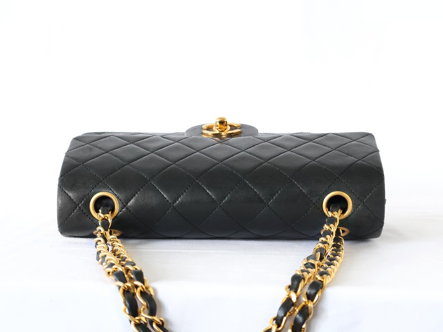 Matelassé 23 Lambskin Double Flap Double Chain Shoulder Bag, Black — view 8