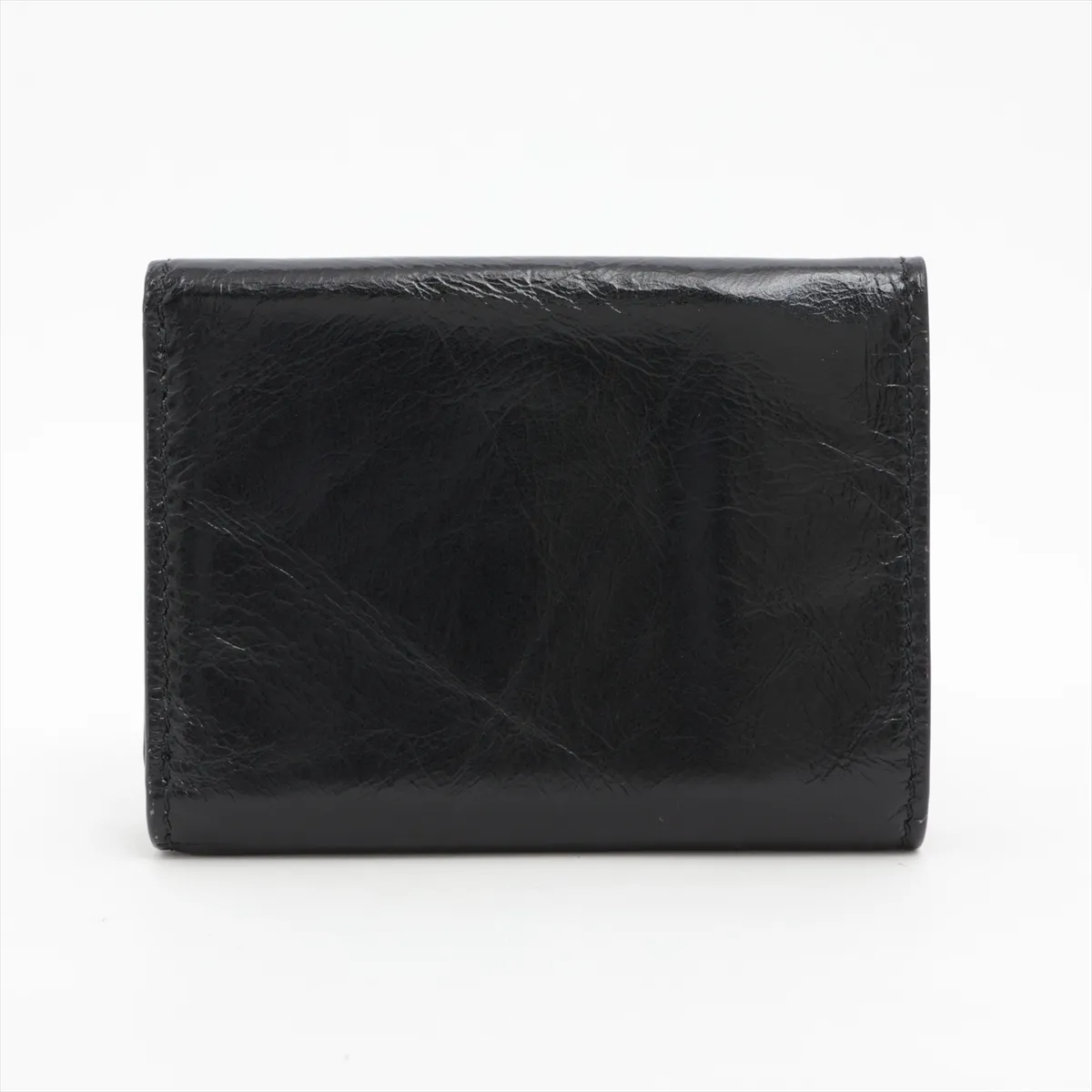 Triangle Logo 2MH042 Leather Compact Wallet, Black — view 2