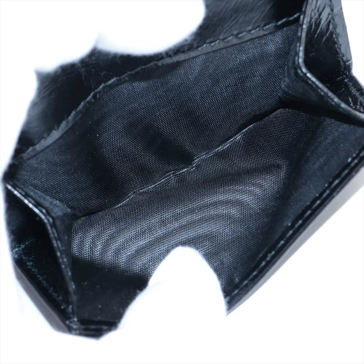 Triangle Logo 2MH042 Leather Compact Wallet, Black — view 7