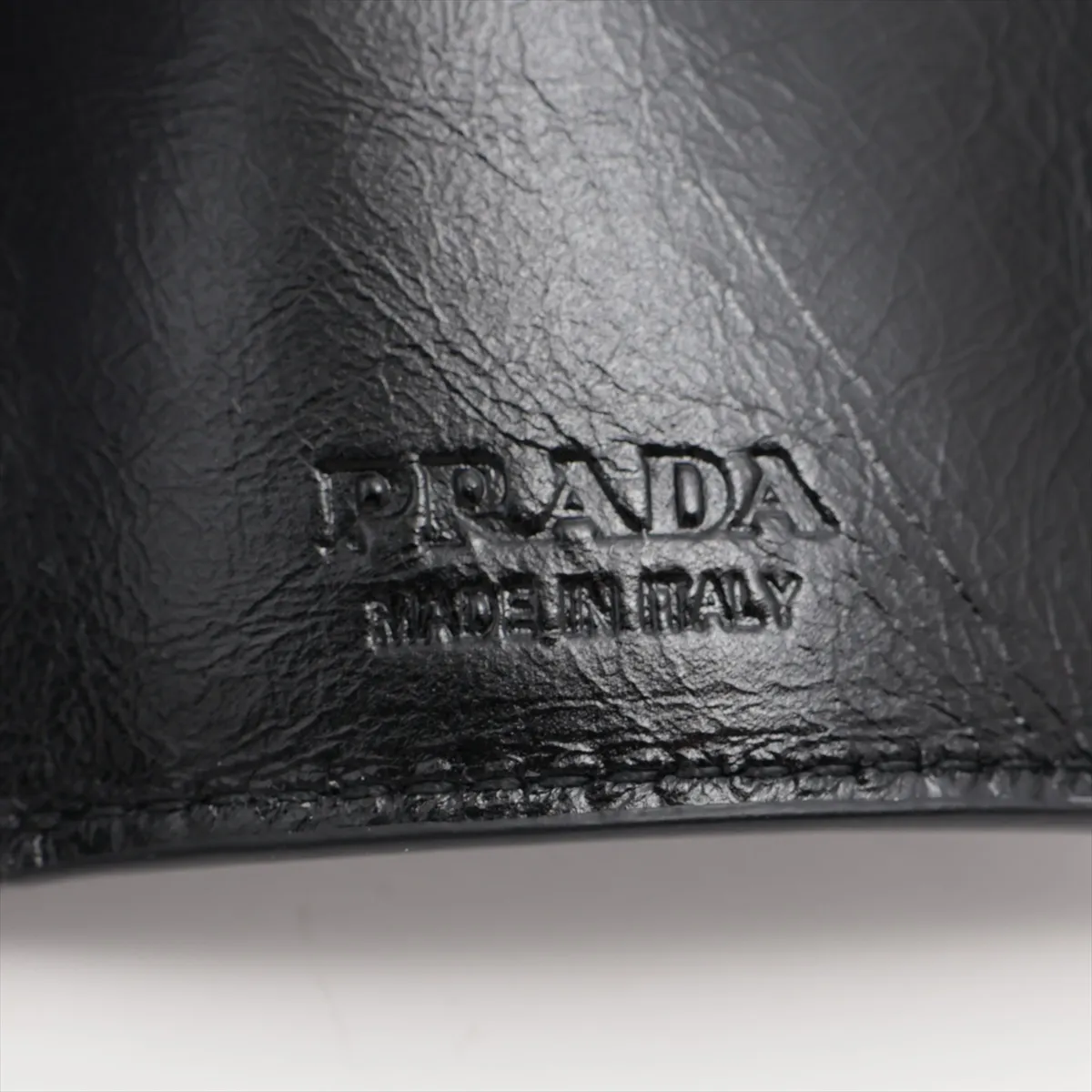 Triangle Logo 2MH042 Leather Compact Wallet, Black — view 8