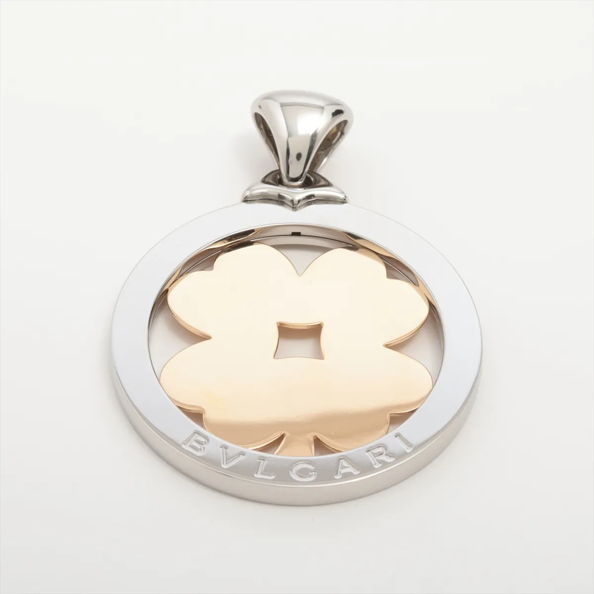 Tondo Clover Necklace Pendant, 750 (Yellow Gold) x Stainless Steel, 26.5g, GIA No. partially faded.