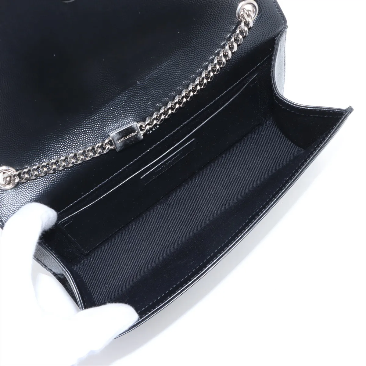 Classic Kate Leather Chain Shoulder Bag Black 364021 — view 6