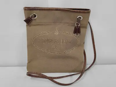 Logo Jacquard Brown Shoulder Bag