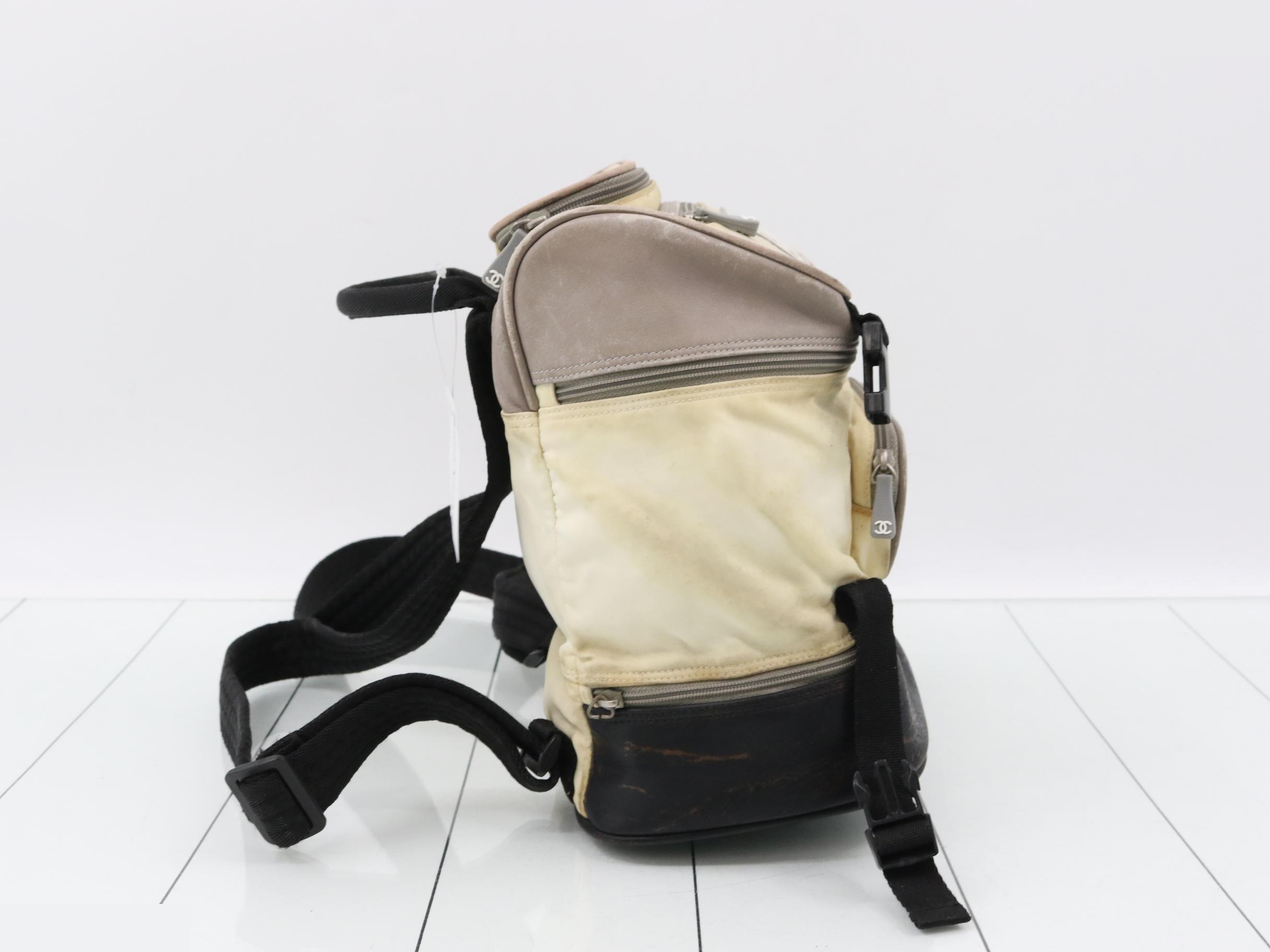Sports line nylon/leather backpack, multicolor — view 4