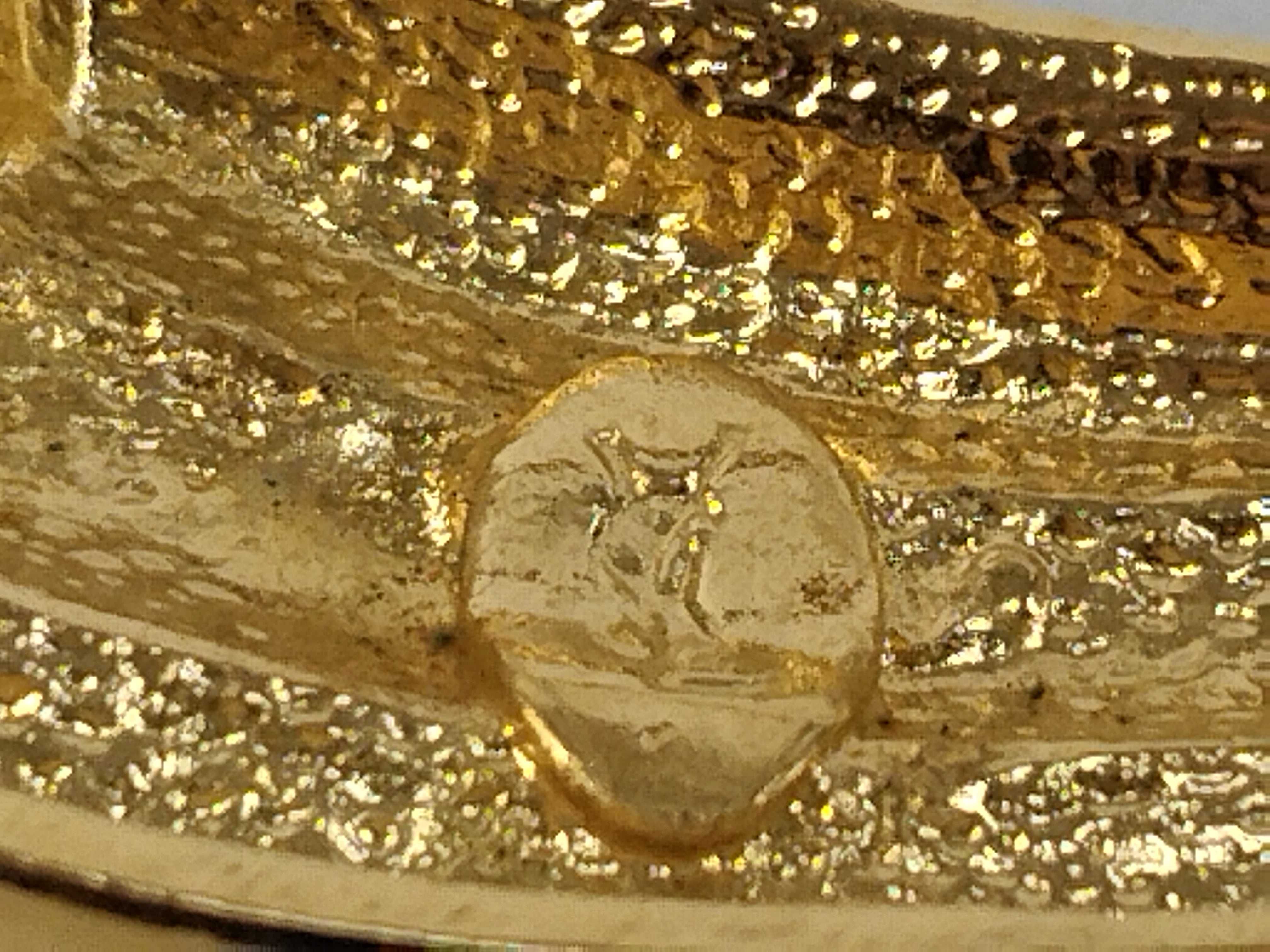 Ribbon Rhinestone Gold Brooch — view 3