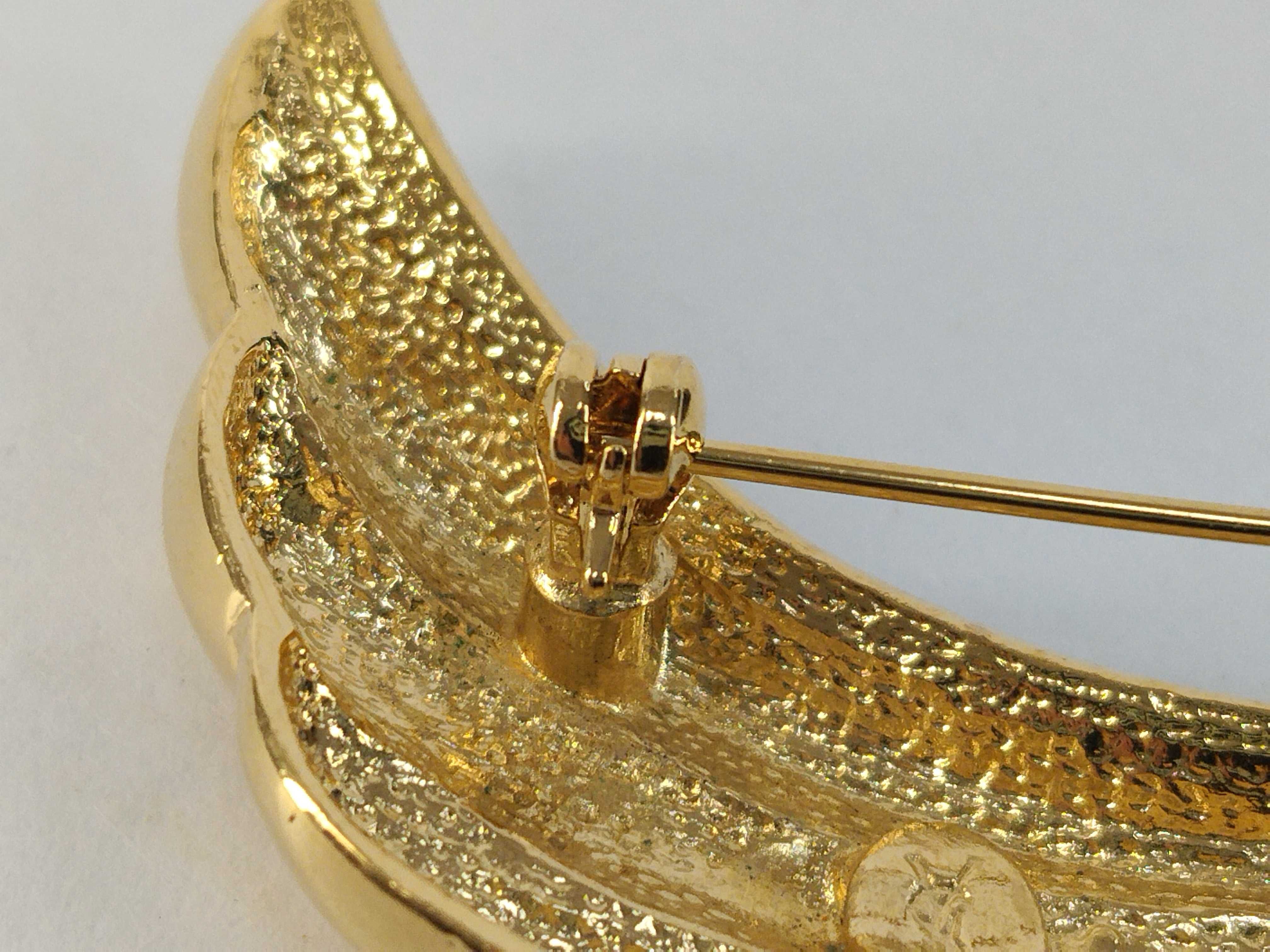 Ribbon Rhinestone Gold Brooch — view 4