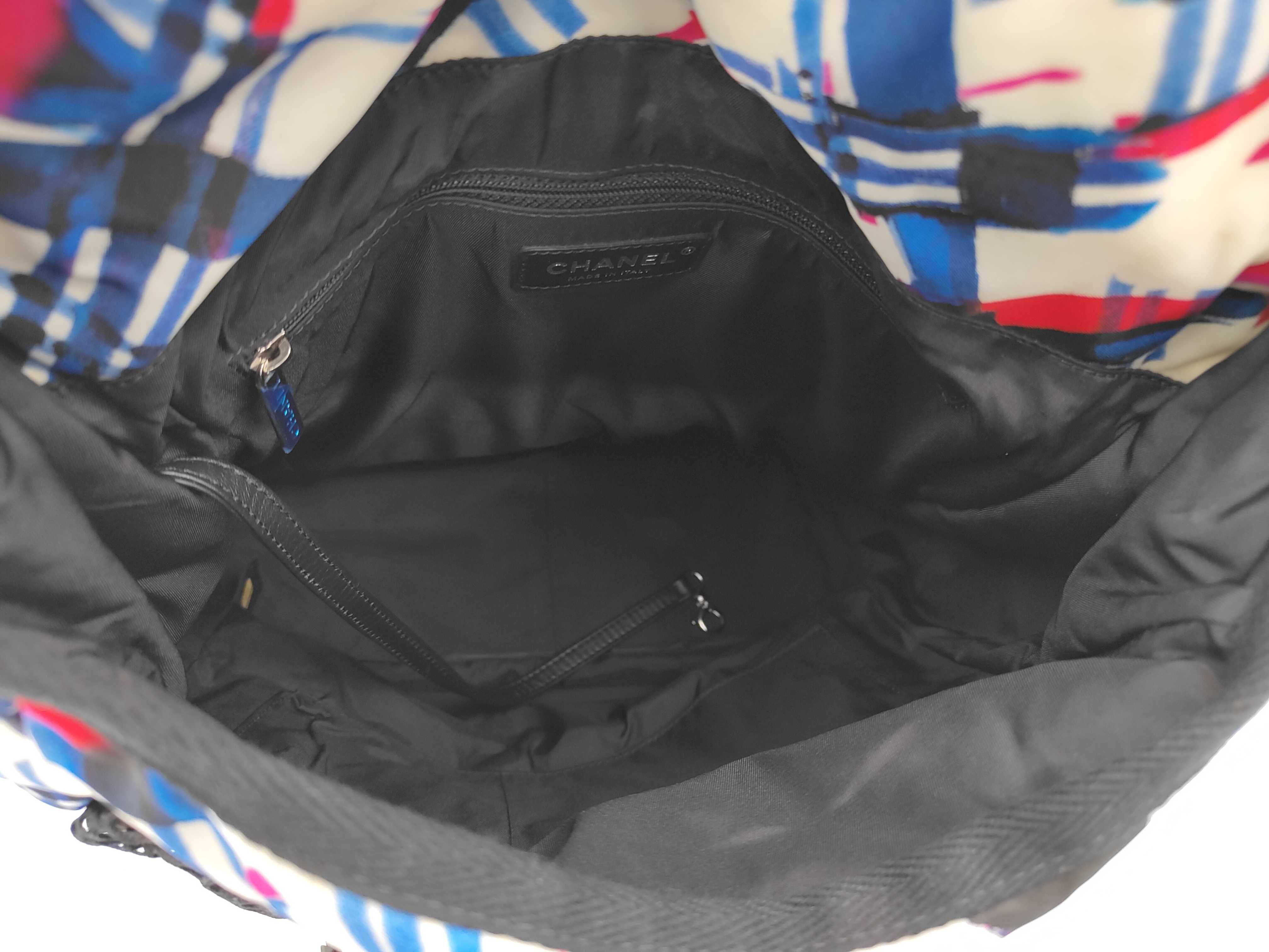 Airline Backpack, Nylon x Canvas, White x Multicolor, Silver Hardware, Serial Number 22-series. — view 13