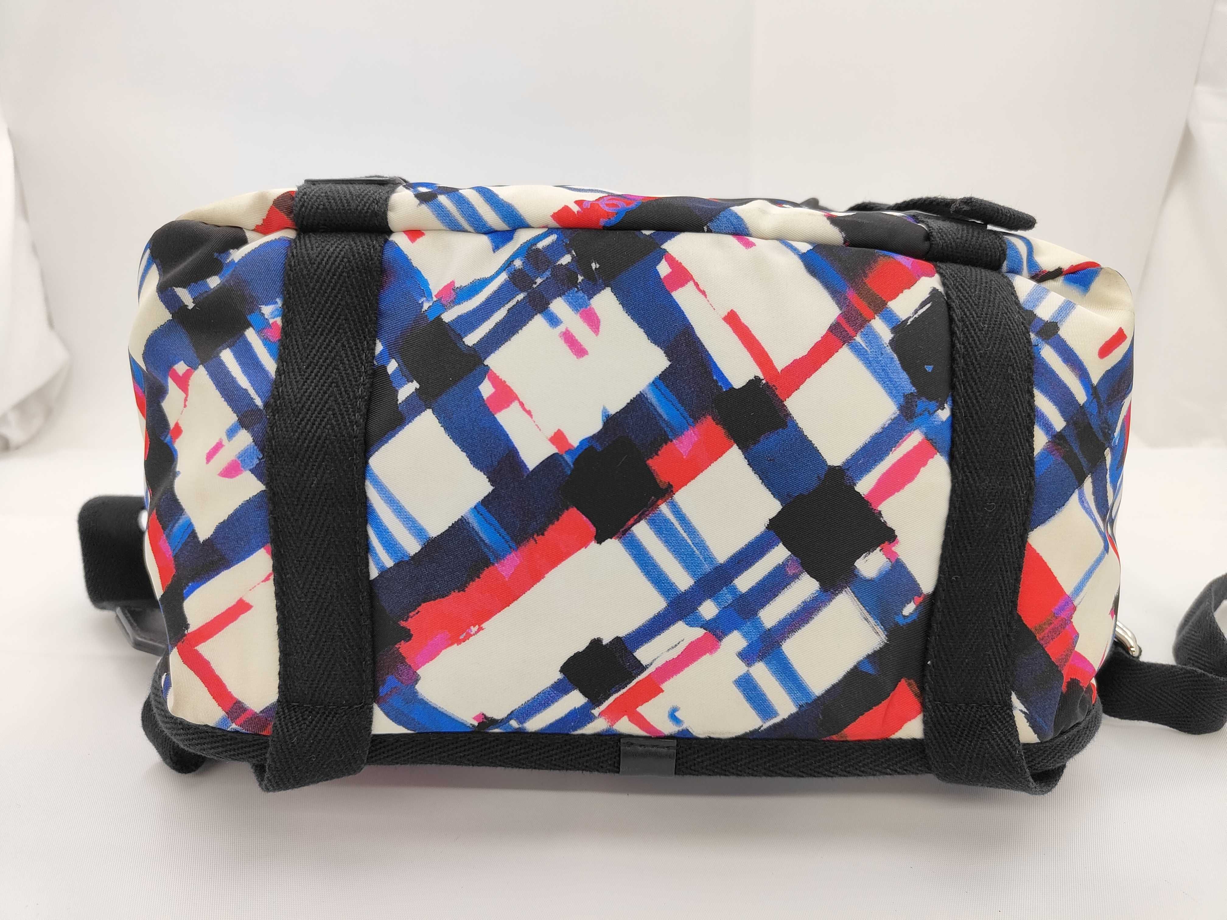 Airline Backpack, Nylon x Canvas, White x Multicolor, Silver Hardware, Serial Number 22-series. — view 10