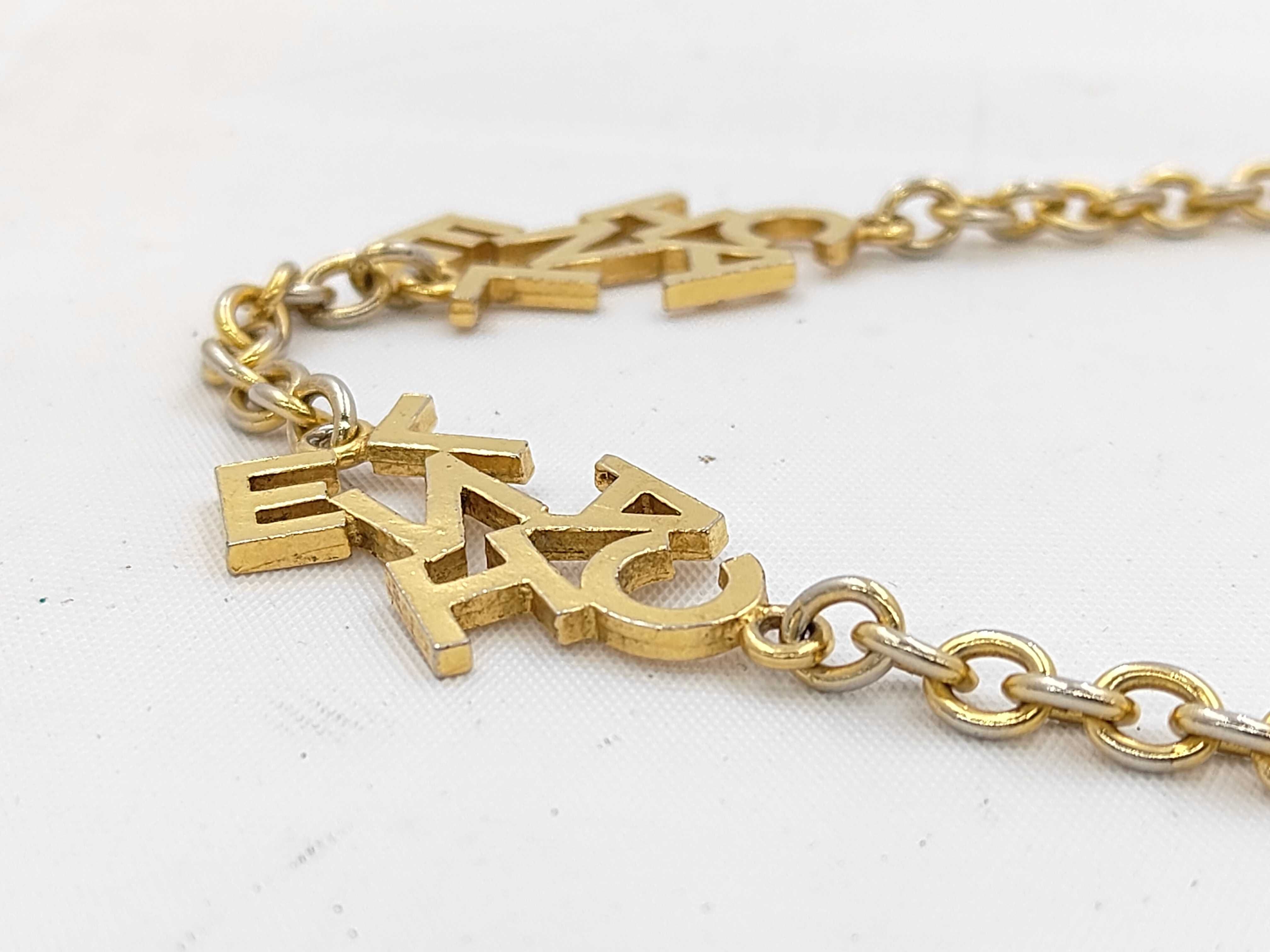 10-strand Logo Long Necklace Gold Chain Plate Necklace — view 3