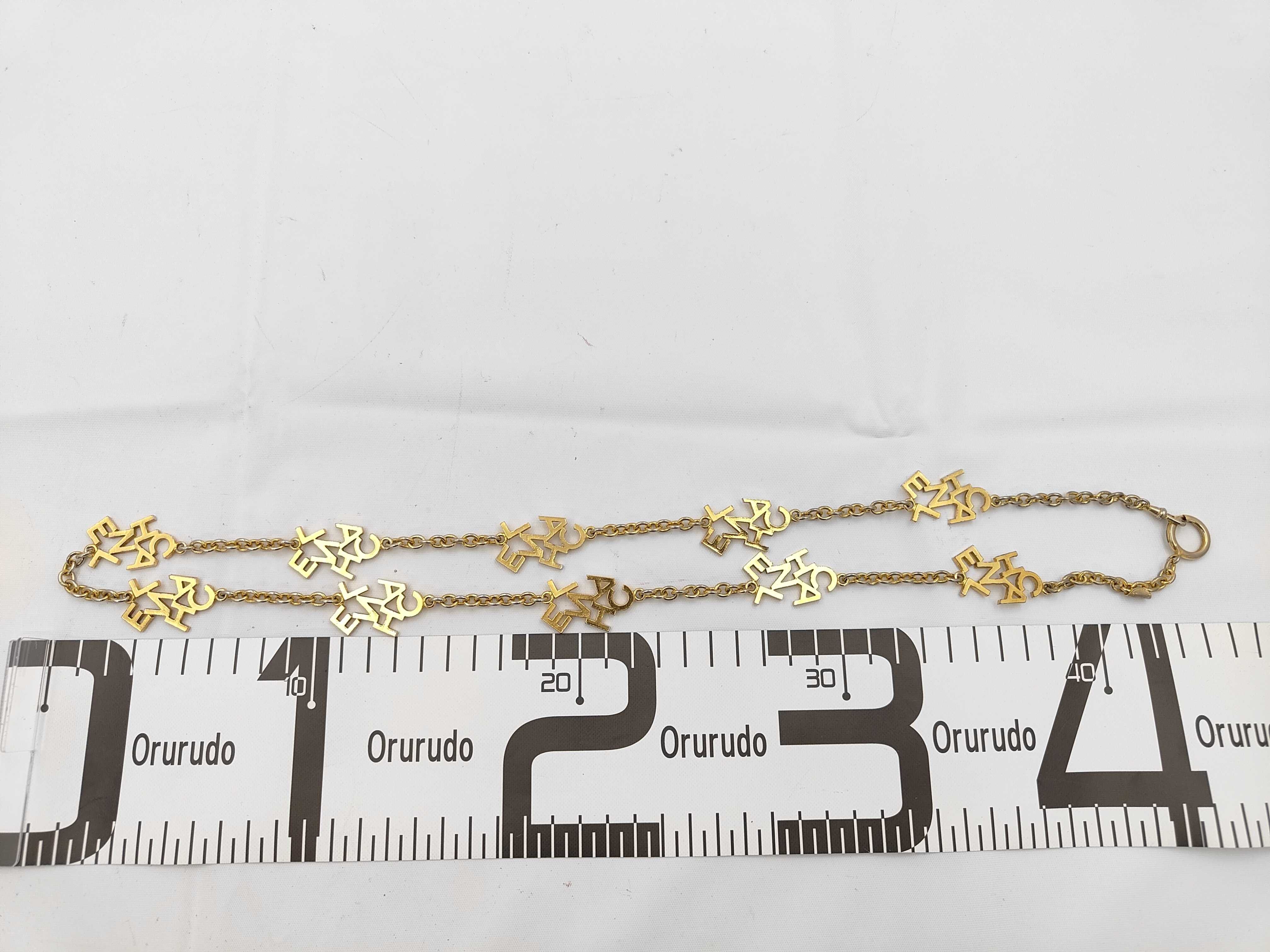 10-strand Logo Long Necklace Gold Chain Plate Necklace — view 6