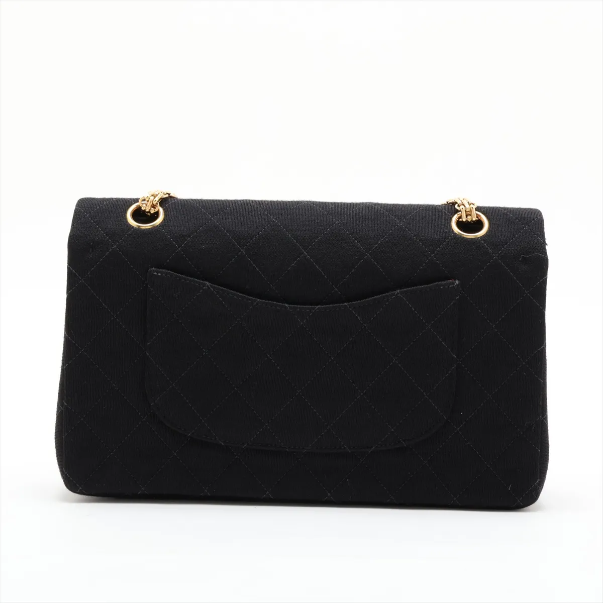 Matelassé 25 Cotton Double Flap Double Chain Bag, Black with Gold Hardware, 4390389, Series 4, A01112 — view 2