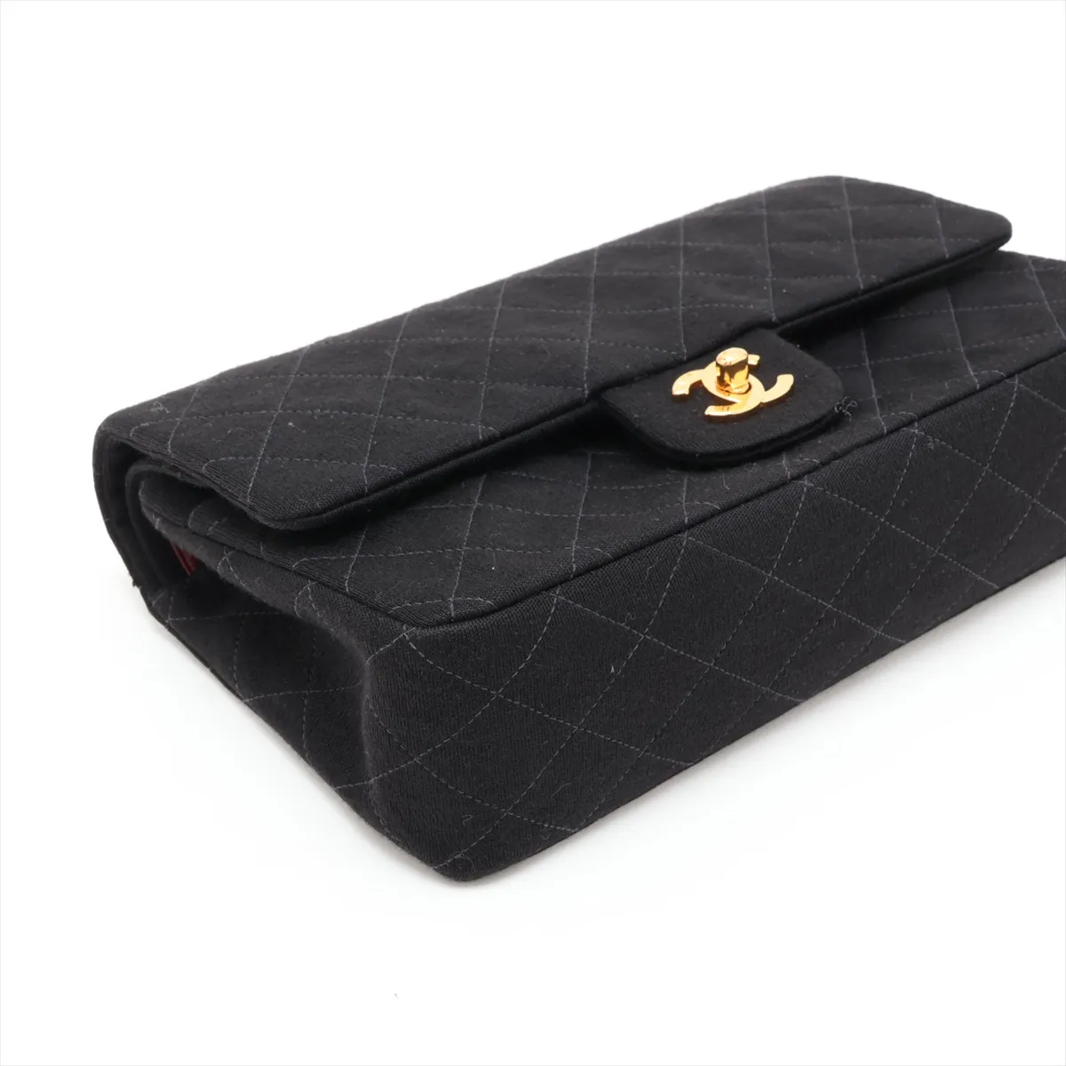 Matelassé 25 Cotton Double Flap Double Chain Bag, Black with Gold Hardware, 4390389, Series 4, A01112 — view 4