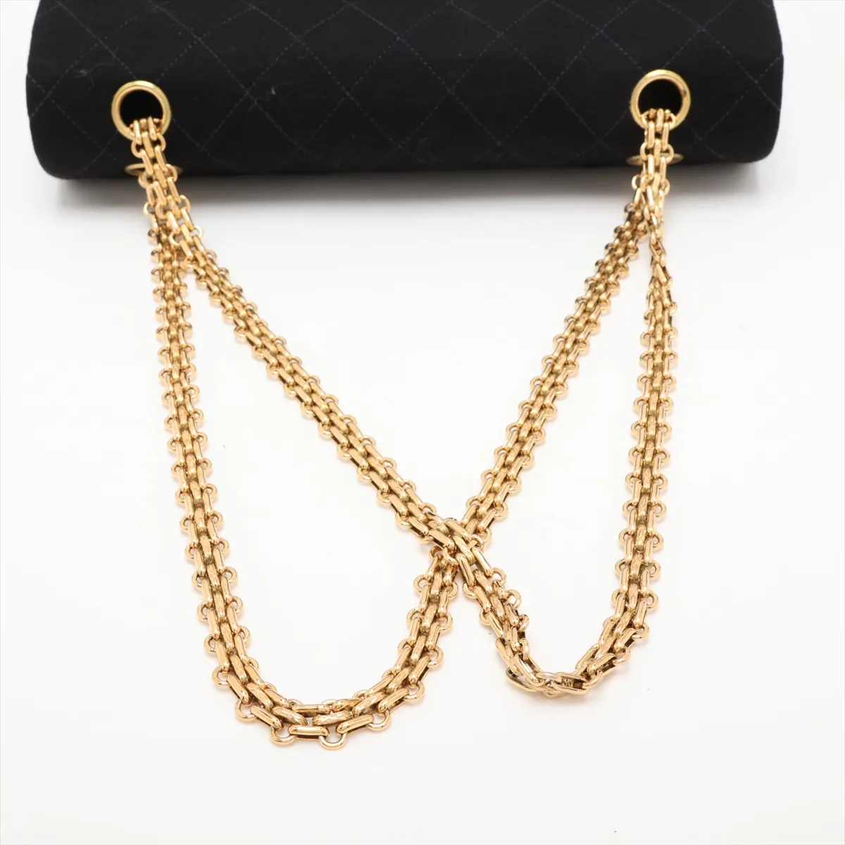 Matelassé 25 Cotton Double Flap Double Chain Bag, Black with Gold Hardware, 4390389, Series 4, A01112 — view 5