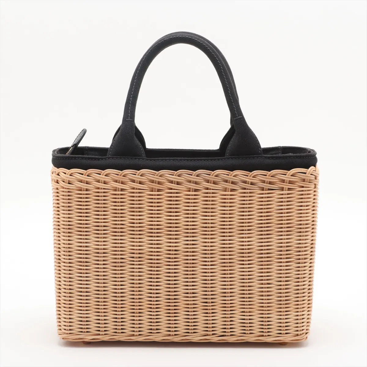 Canapa Wicker Rattan x Canvas 2WAY Handbag Beige x Black — view 2