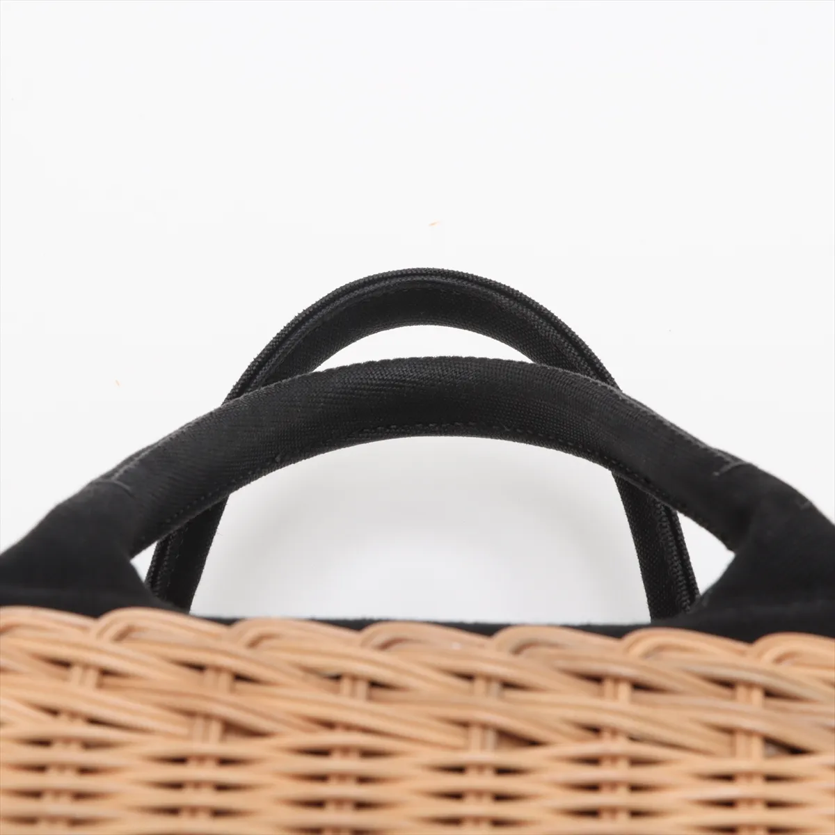 Canapa Wicker Rattan x Canvas 2WAY Handbag Beige x Black — view 6