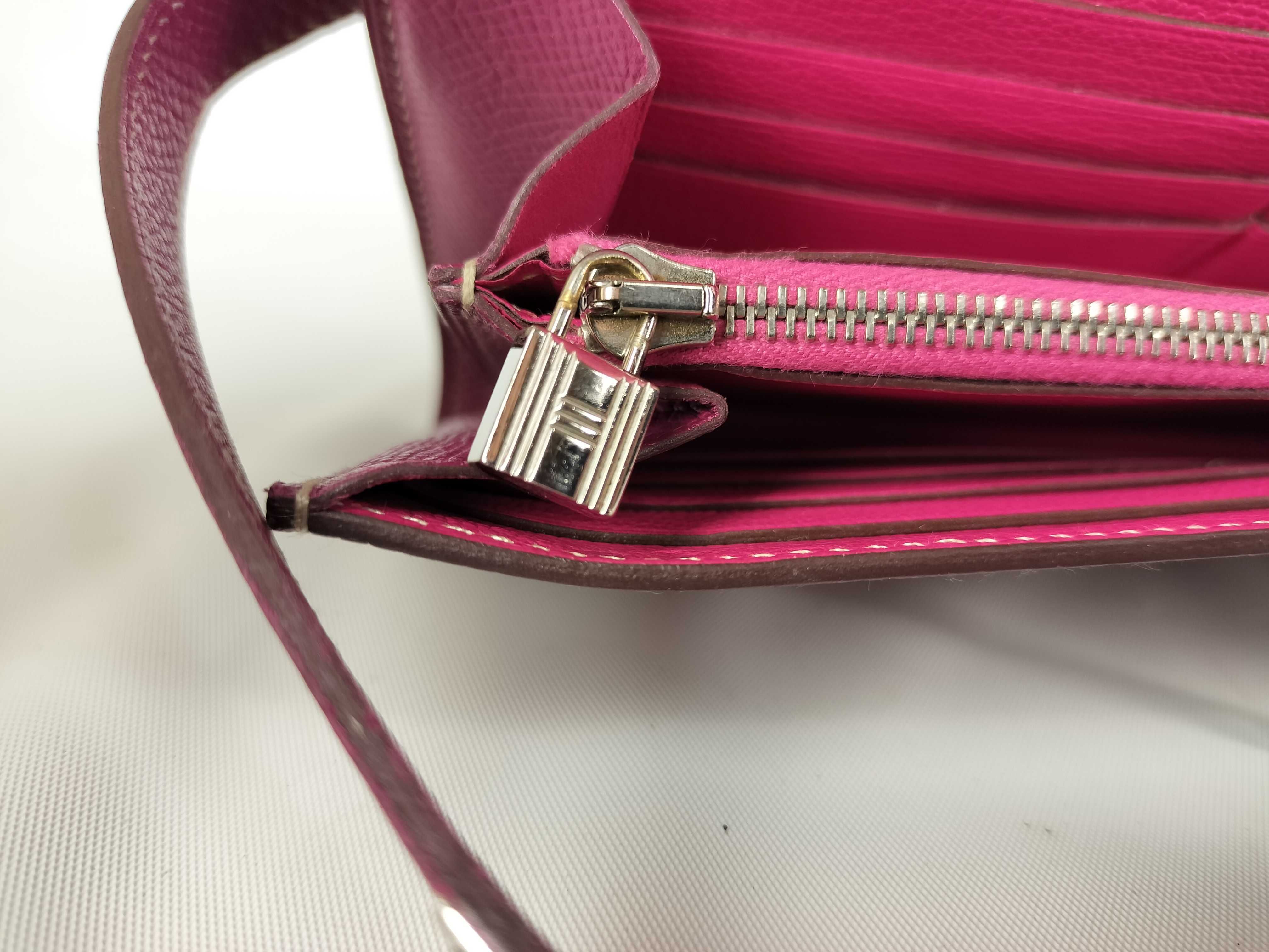 Kelly Wallet Long, Epsom Leather, Purple, Silver Hardware, P Stamp — view 11
