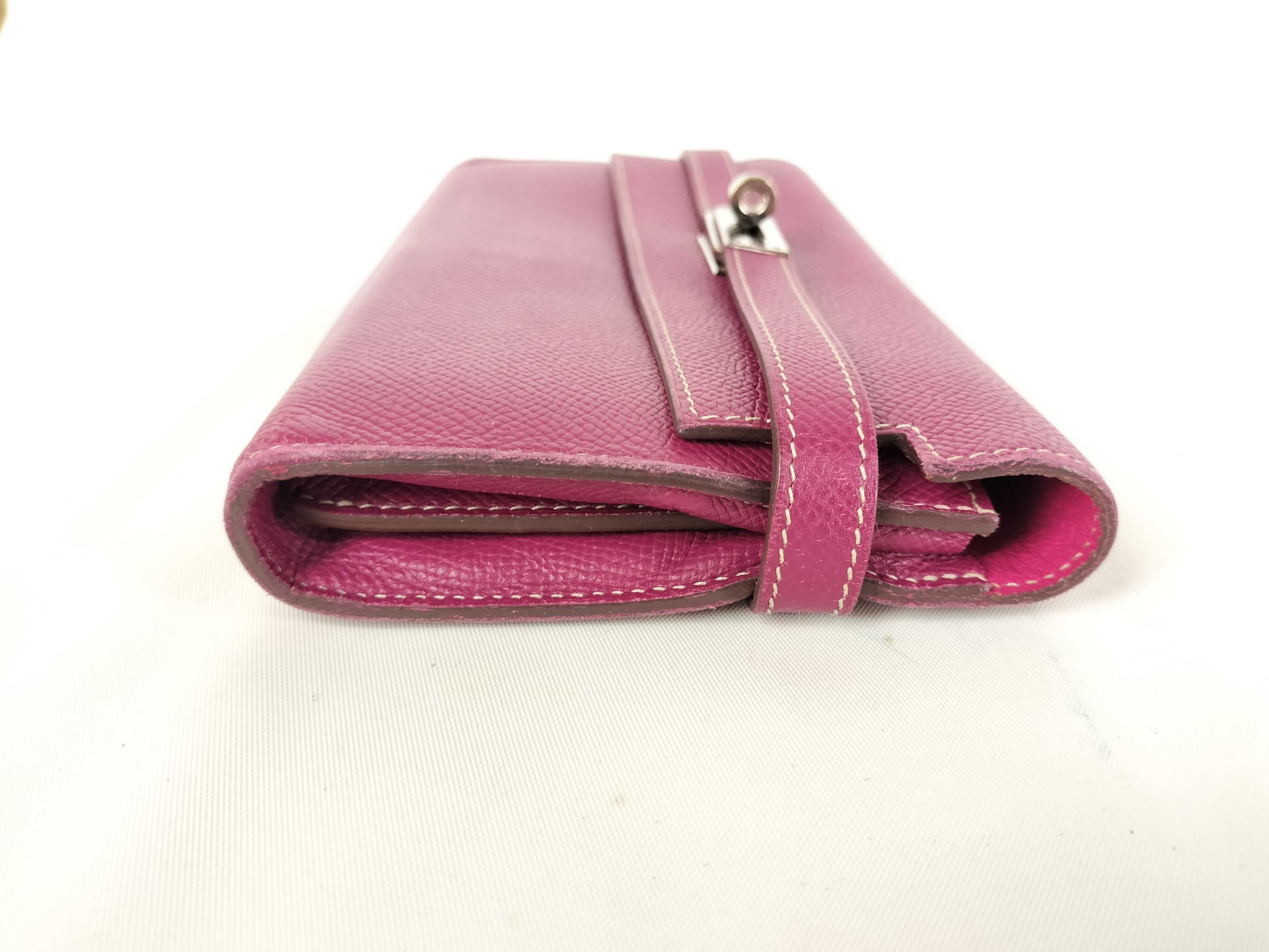 Kelly Wallet Long, Epsom Leather, Purple, Silver Hardware, P Stamp — view 3