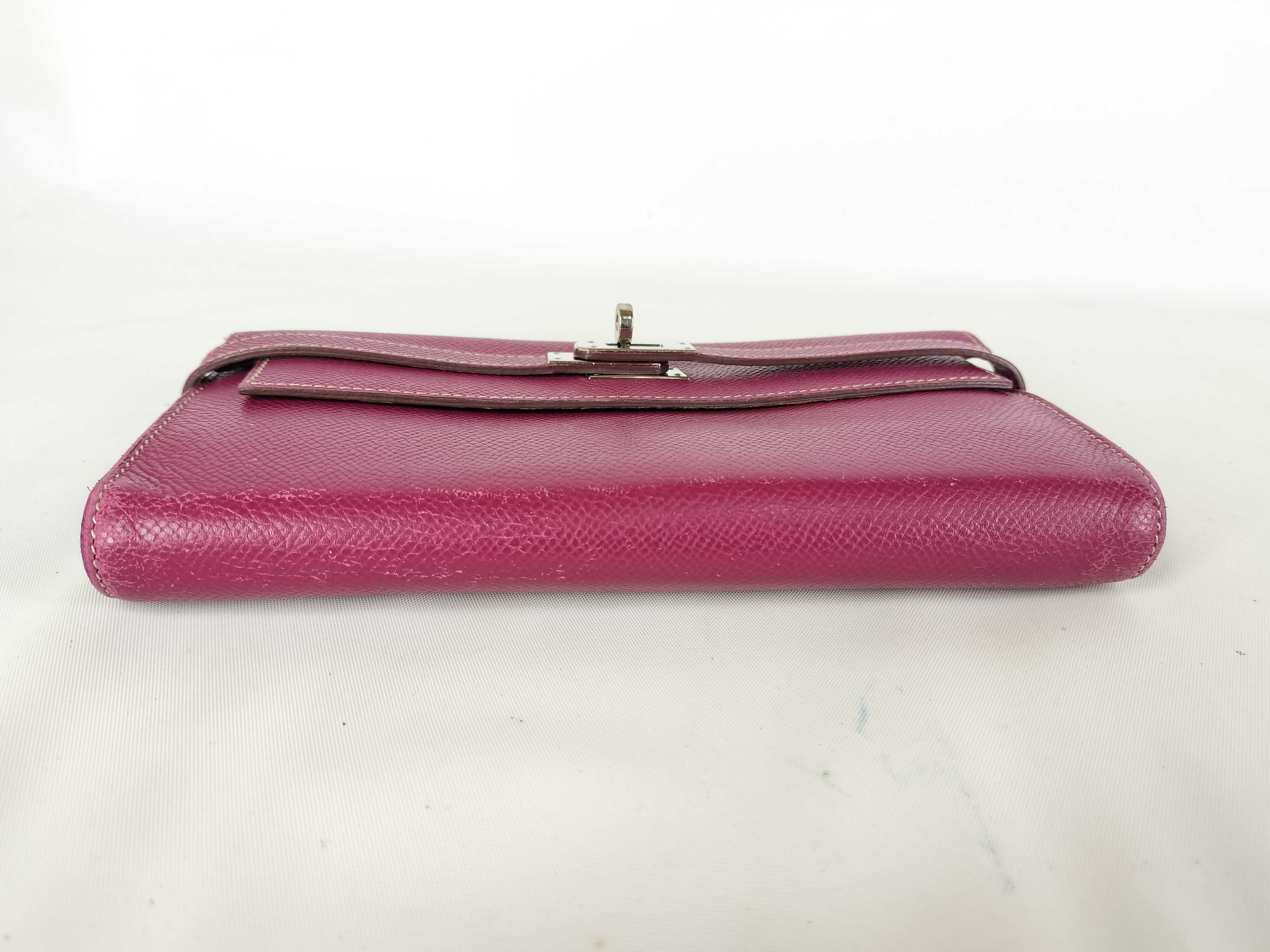 Kelly Wallet Long, Epsom Leather, Purple, Silver Hardware, P Stamp — view 4