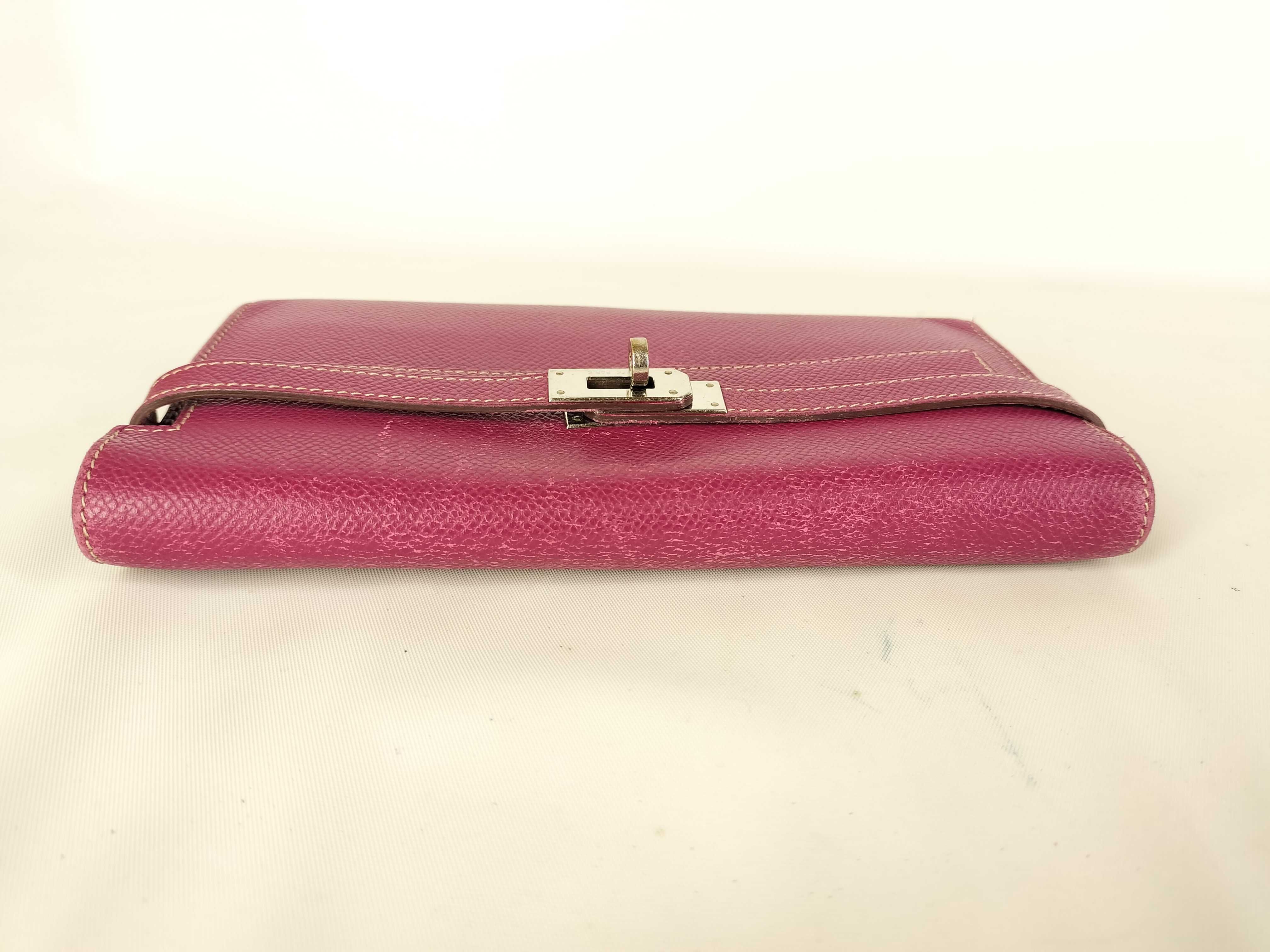 Kelly Wallet Long, Epsom Leather, Purple, Silver Hardware, P Stamp — view 5