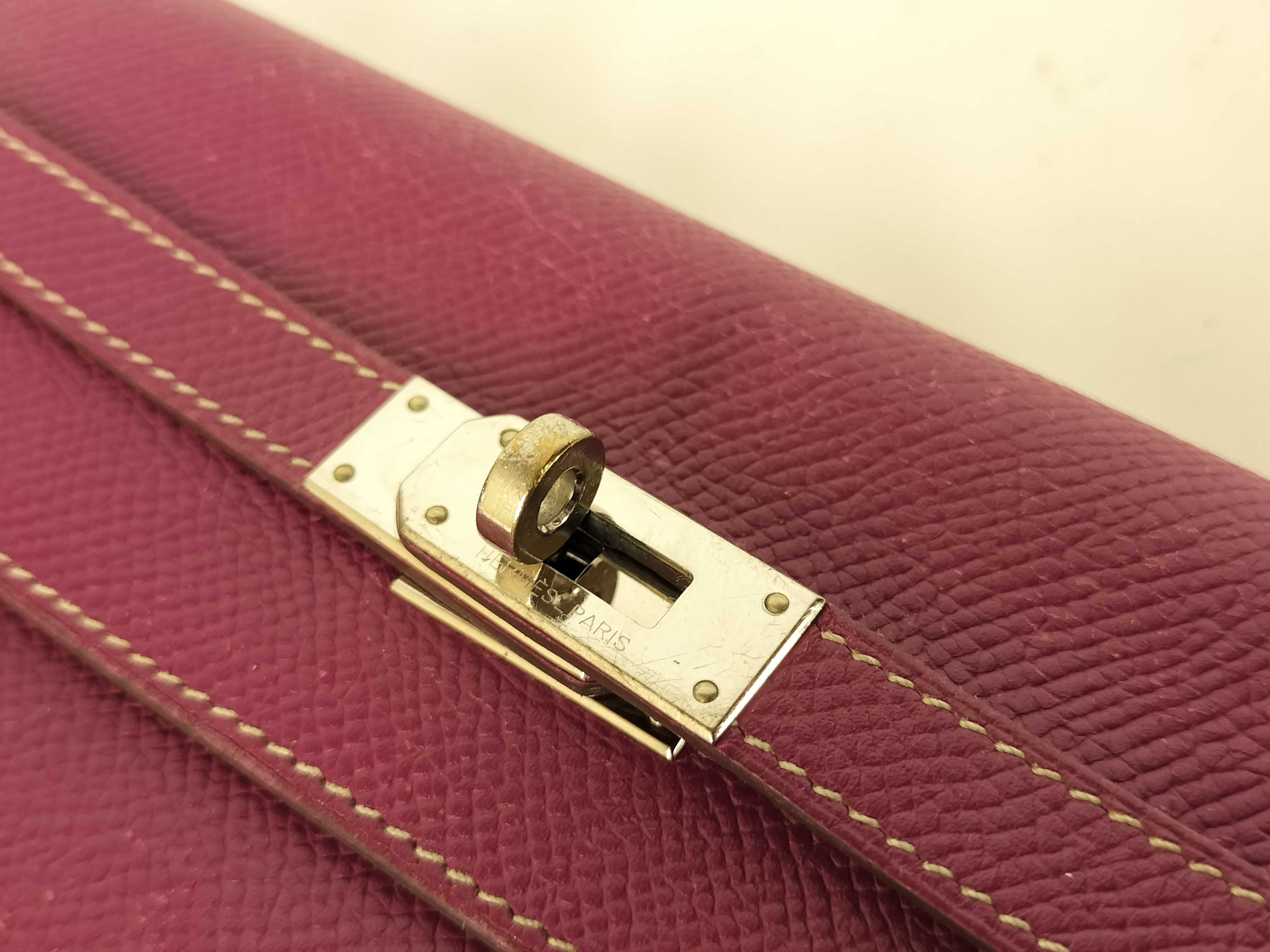 Kelly Wallet Long, Epsom Leather, Purple, Silver Hardware, P Stamp — view 6