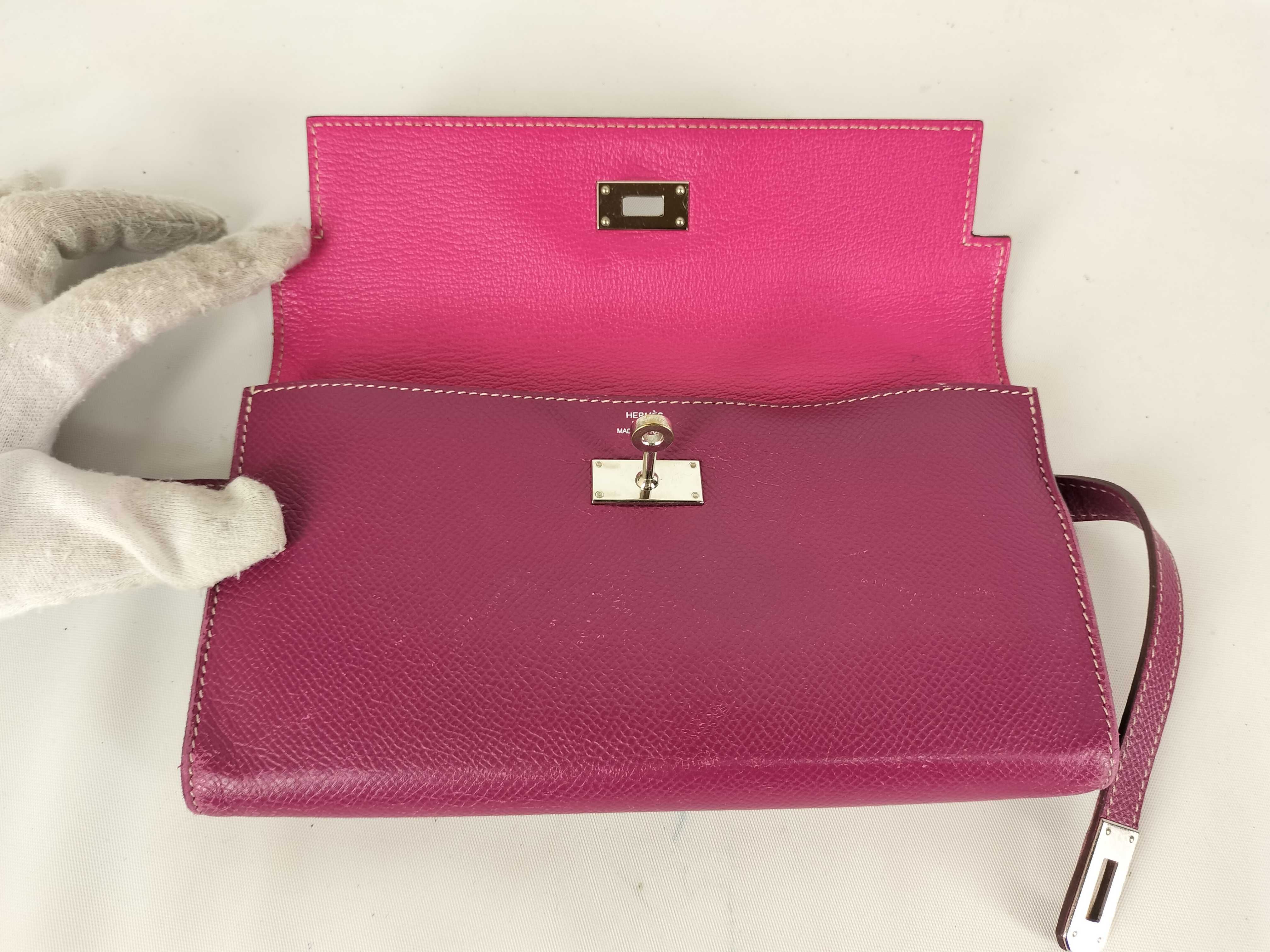 Kelly Wallet Long, Epsom Leather, Purple, Silver Hardware, P Stamp — view 7